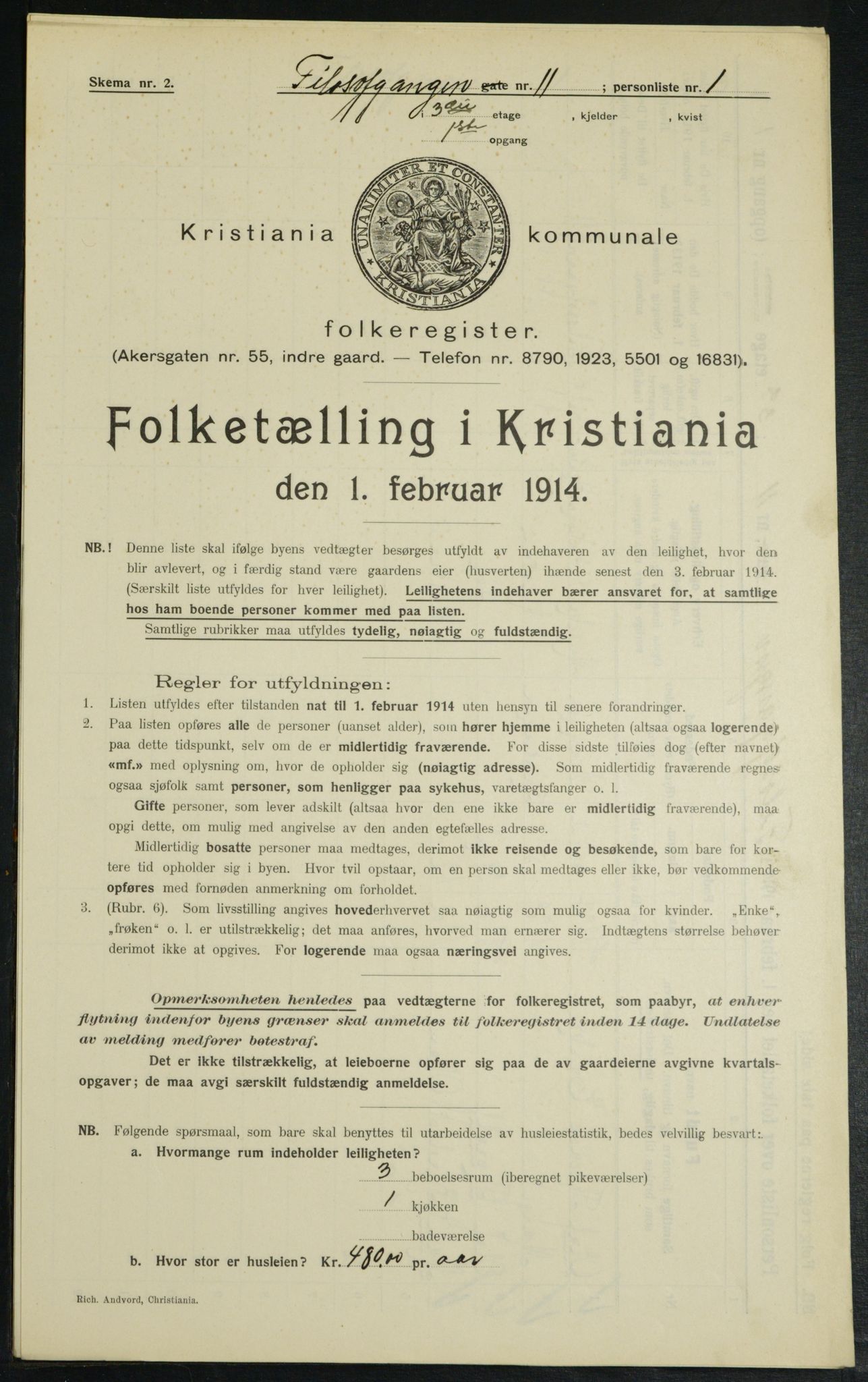 OBA, Municipal Census 1914 for Kristiania, 1914, p. 24433