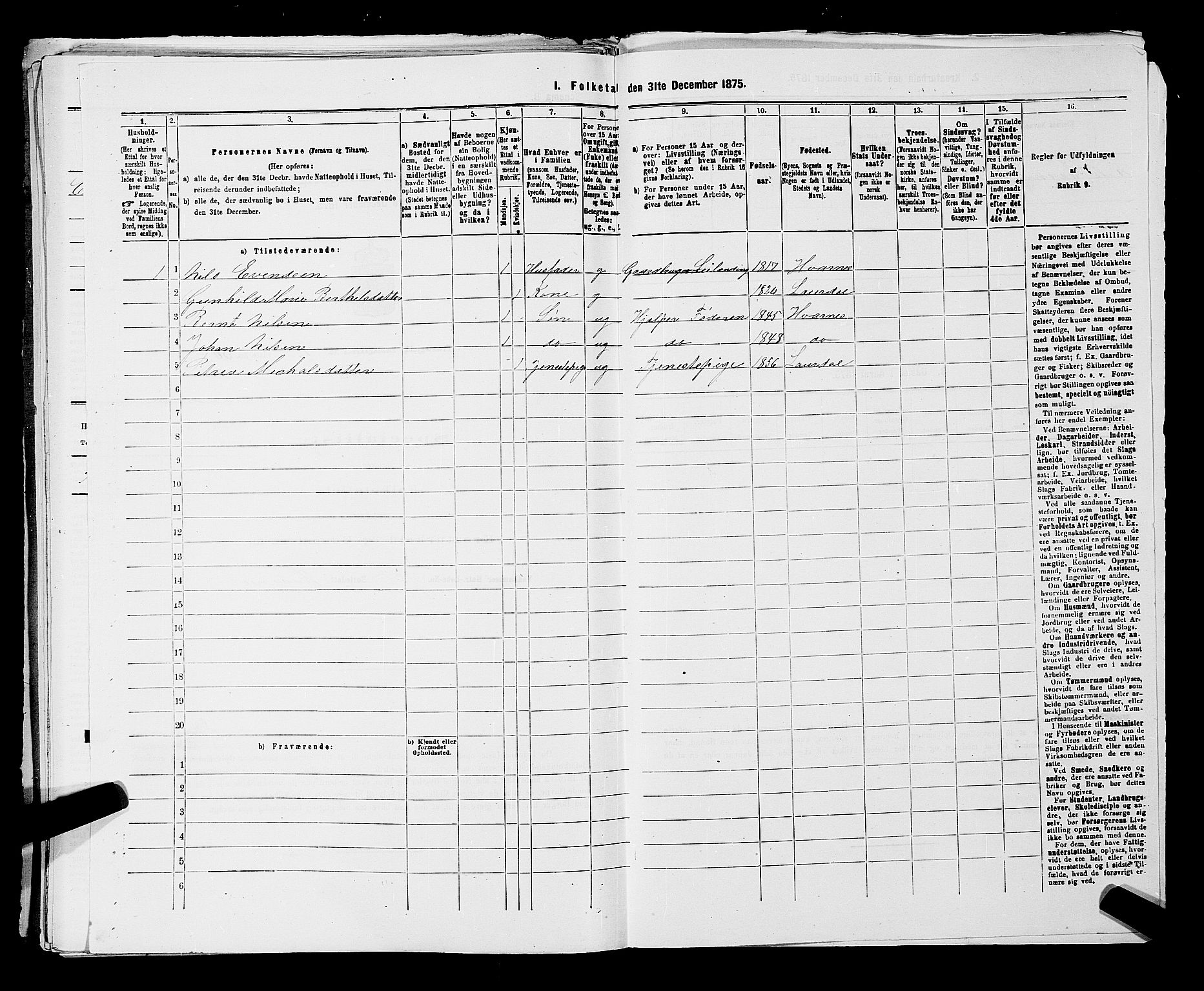 SAKO, 1875 census for 0727P Hedrum, 1875, p. 1171