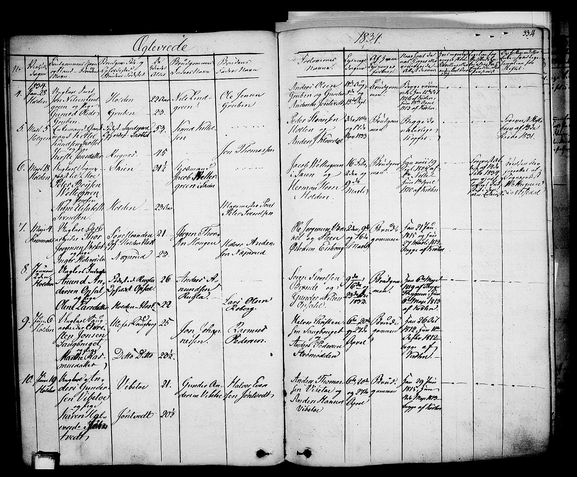 Holla kirkebøker, AV/SAKO-A-272/F/Fa/L0004: Parish register (official) no. 4, 1830-1848, p. 334