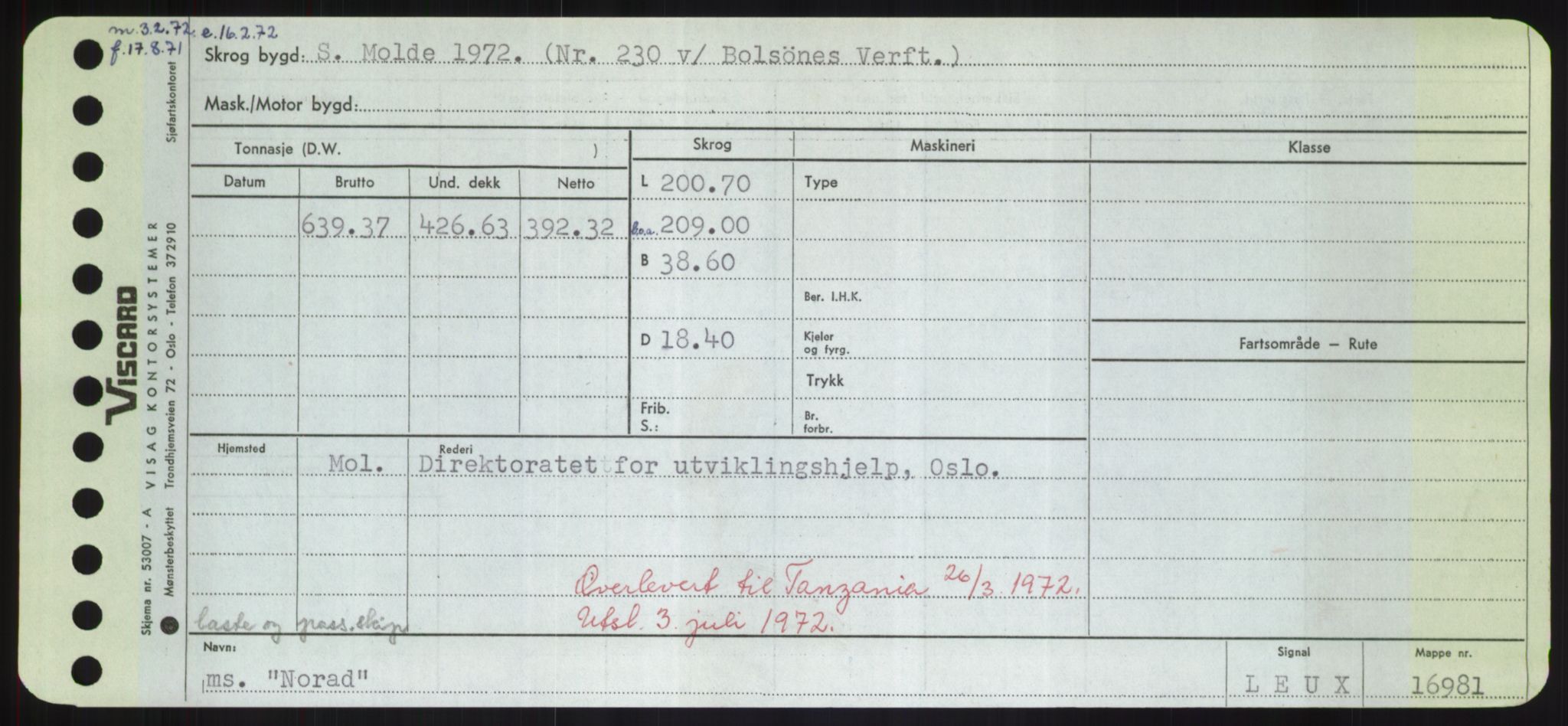 Sjøfartsdirektoratet med forløpere, Skipsmålingen, RA/S-1627/H/Hd/L0026: Fartøy, N-Norhol, p. 349