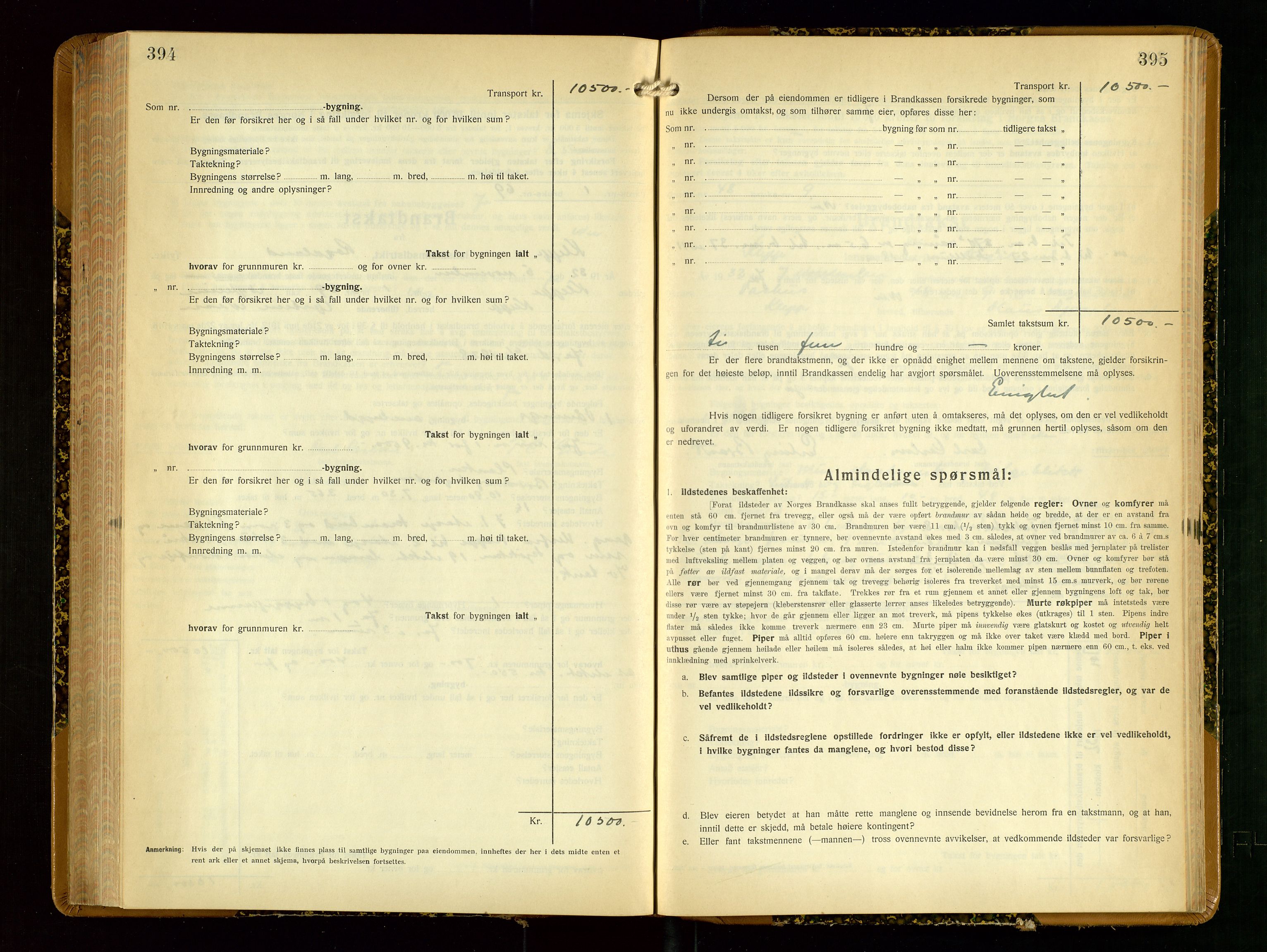 Klepp lensmannskontor, AV/SAST-A-100163/Goc/L0012: "Brandtakstprotokoll" m/register, 1929-1933, p. 394-395