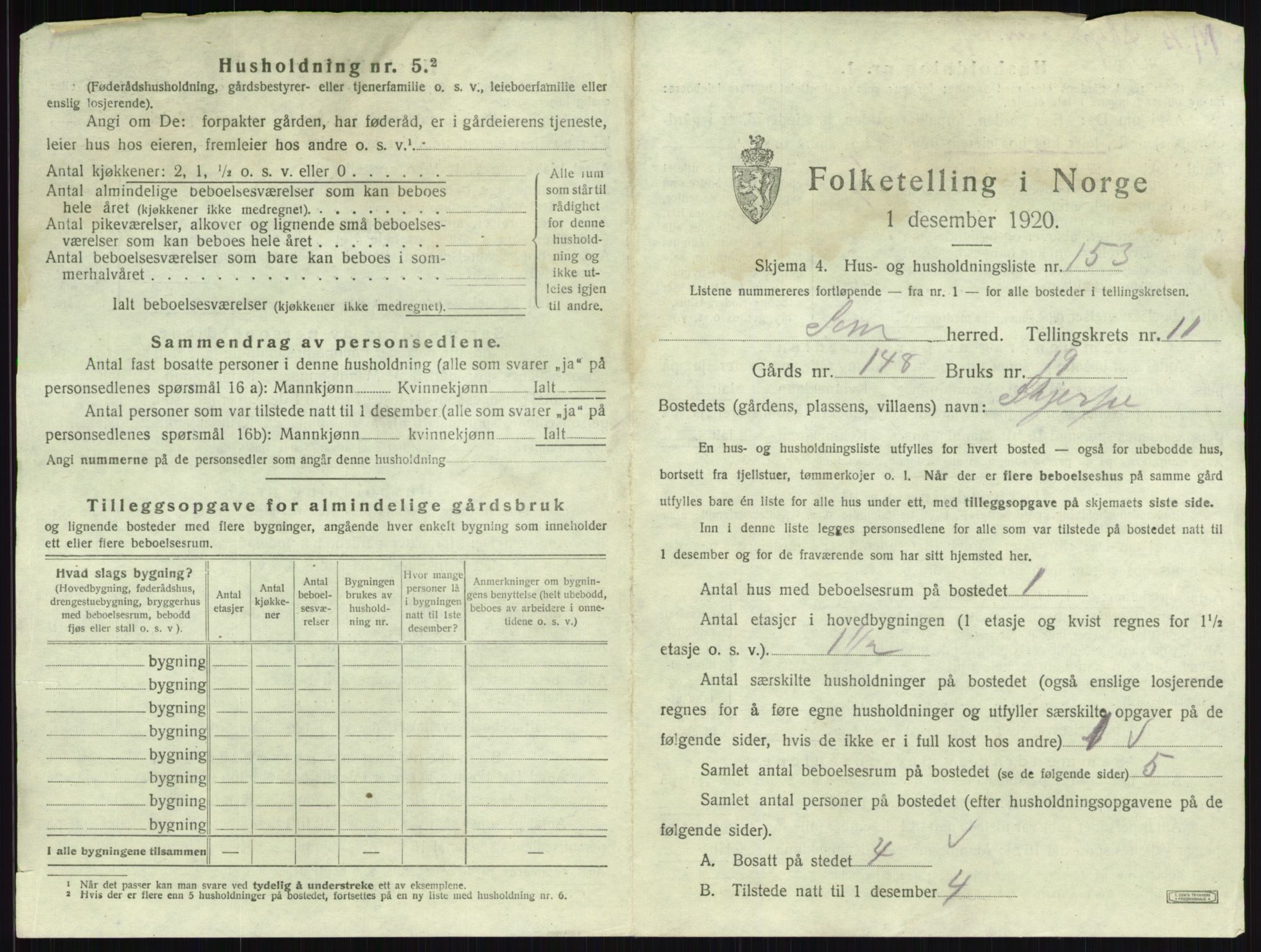 SAKO, 1920 census for Sem, 1920, p. 2546