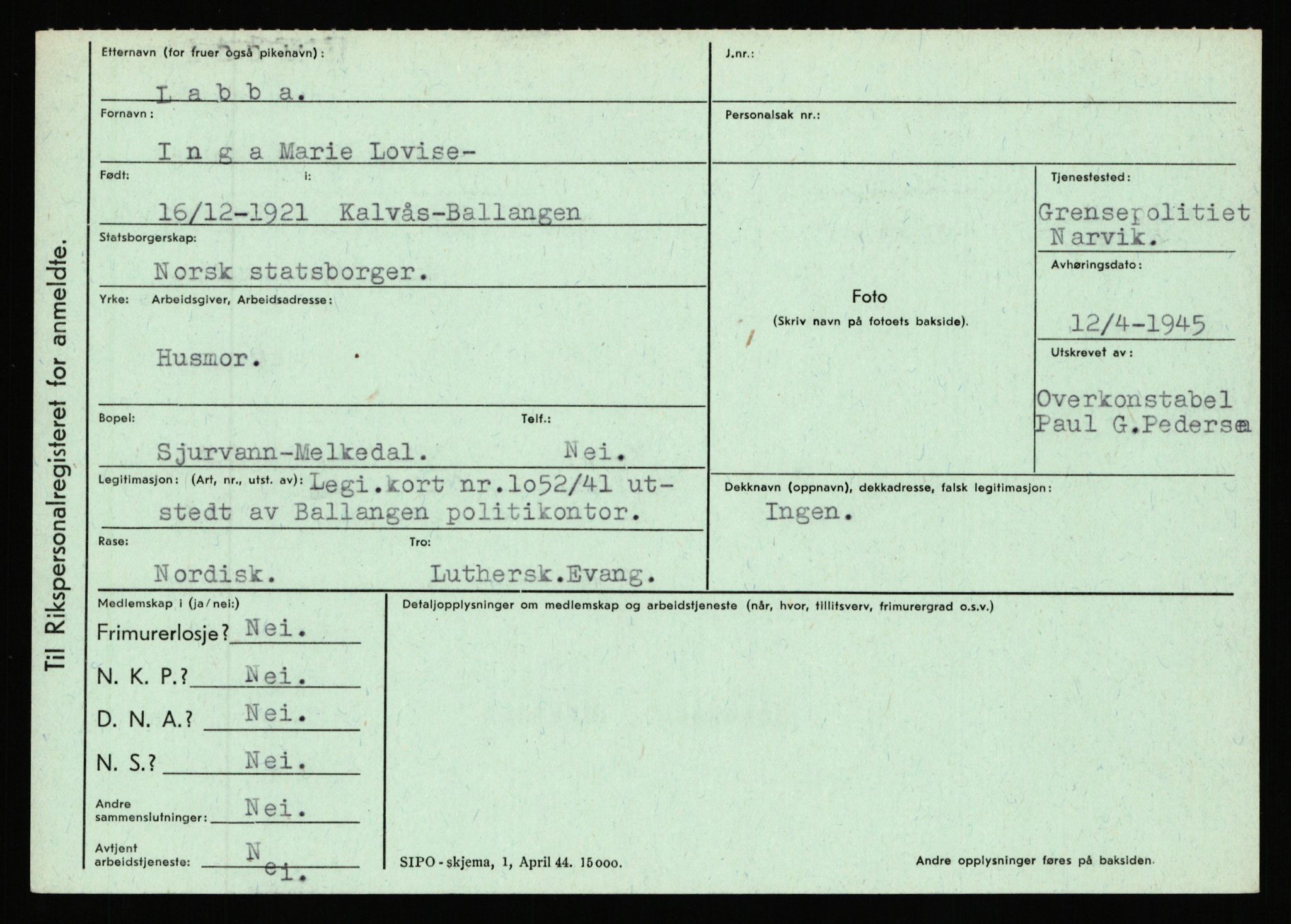 Statspolitiet - Hovedkontoret / Osloavdelingen, AV/RA-S-1329/C/Ca/L0009: Knutsen - Limstrand, 1943-1945, p. 2508