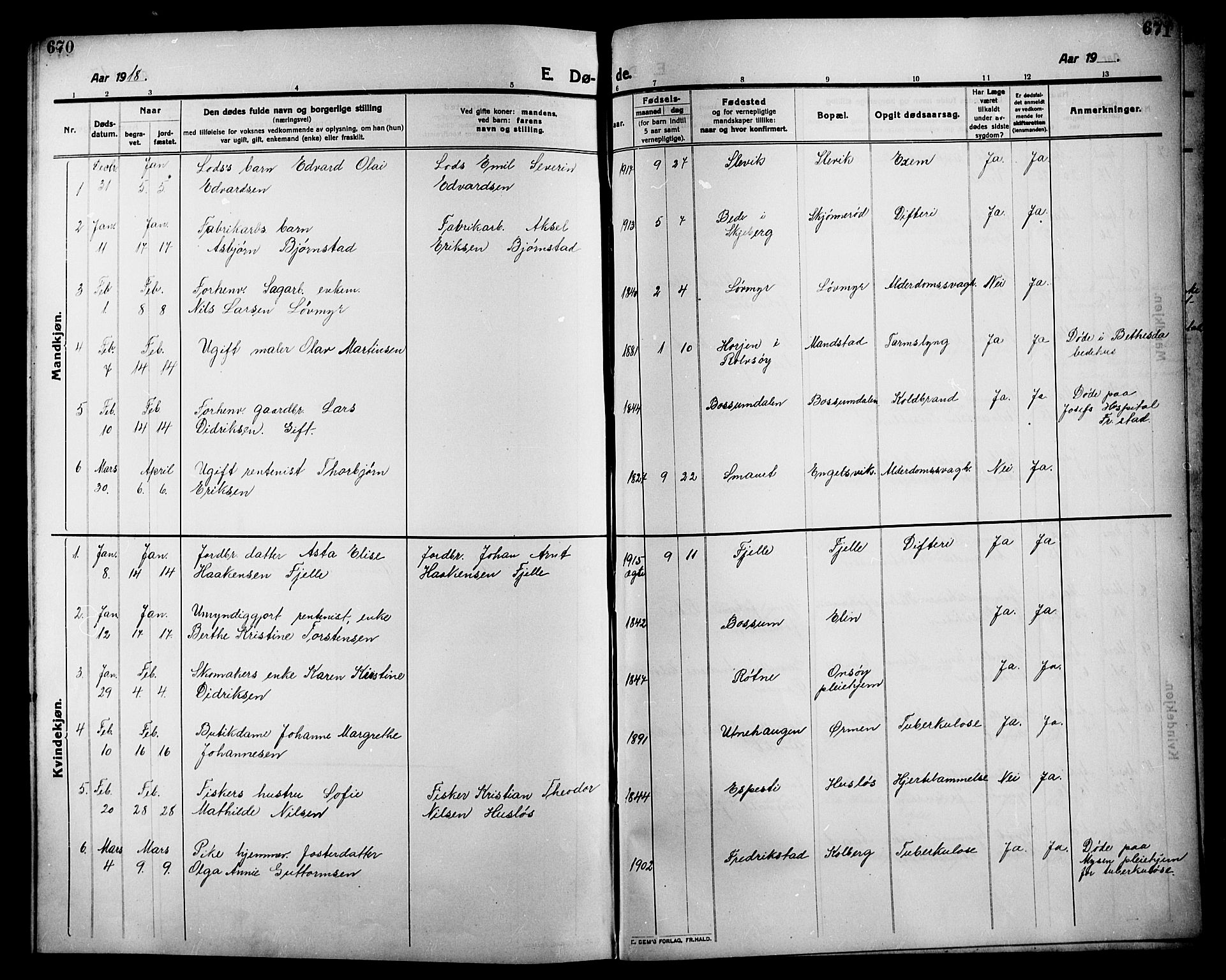 Onsøy prestekontor Kirkebøker, SAO/A-10914/G/Ga/L0003: Parish register (copy) no. I 3, 1910-1926, p. 670-671