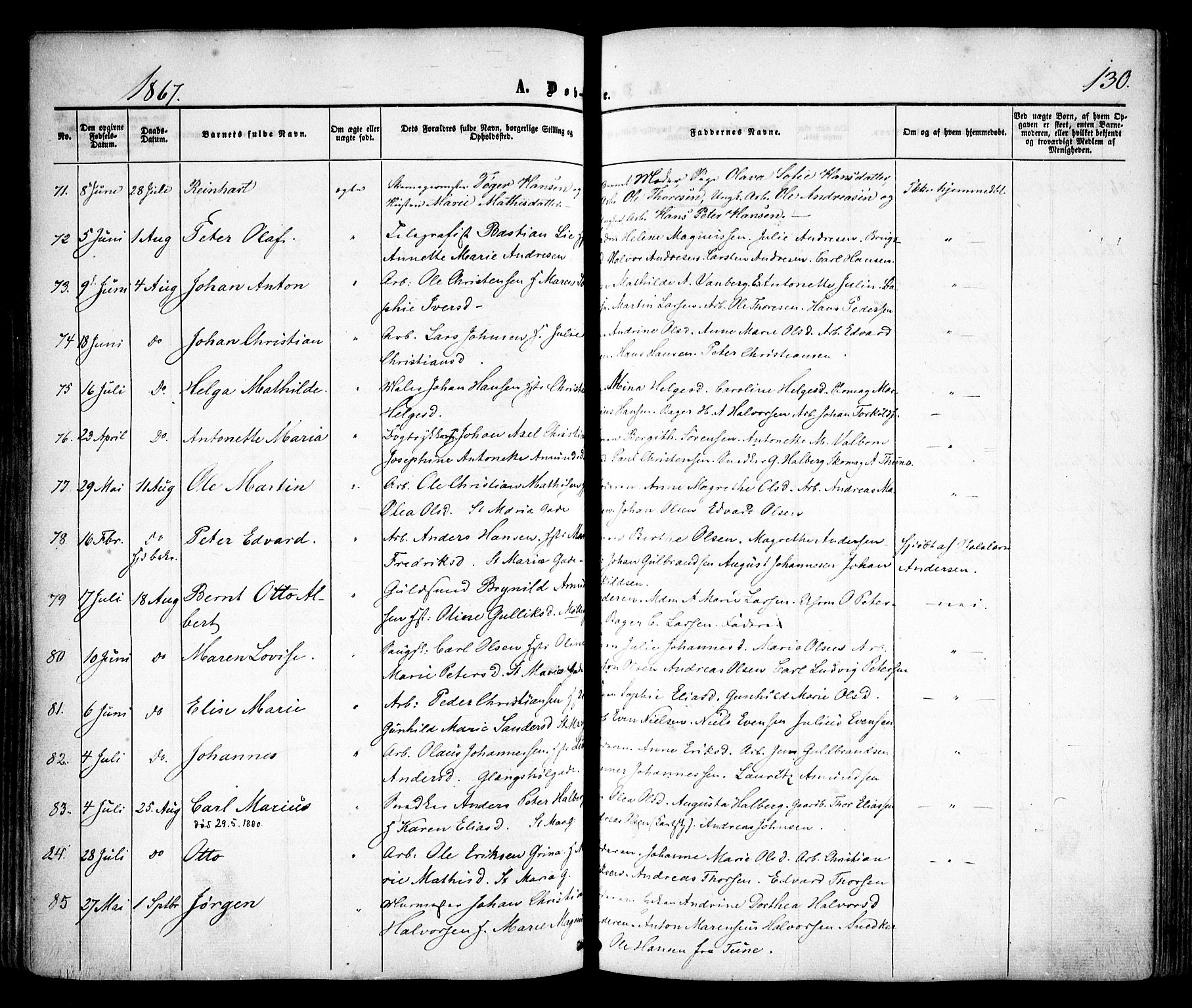 Sarpsborg prestekontor Kirkebøker, AV/SAO-A-2006/F/Fa/L0001: Parish register (official) no. 1, 1859-1868, p. 130