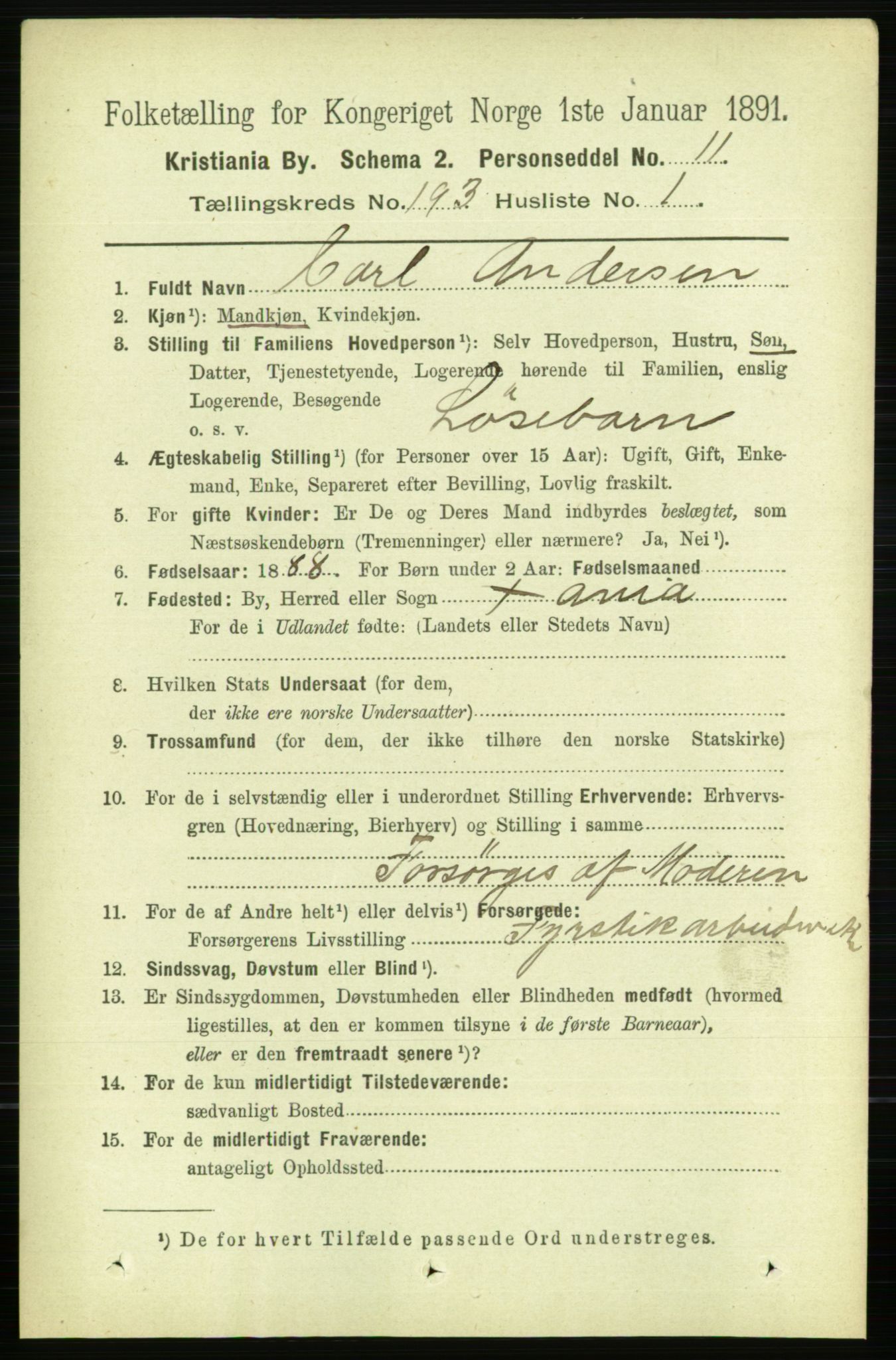 RA, 1891 census for 0301 Kristiania, 1891, p. 116135