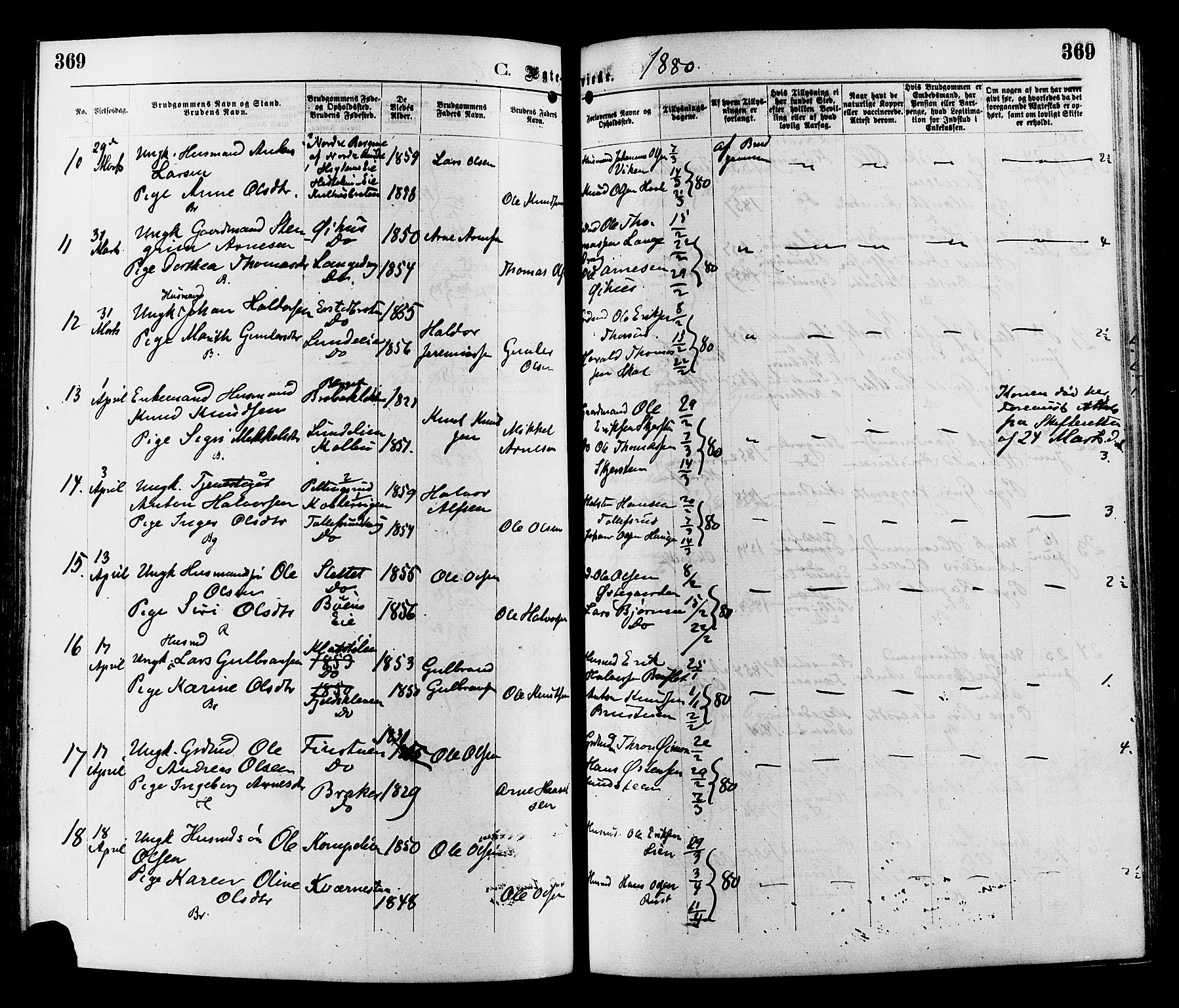 Sør-Aurdal prestekontor, AV/SAH-PREST-128/H/Ha/Haa/L0008: Parish register (official) no. 8, 1877-1885, p. 369