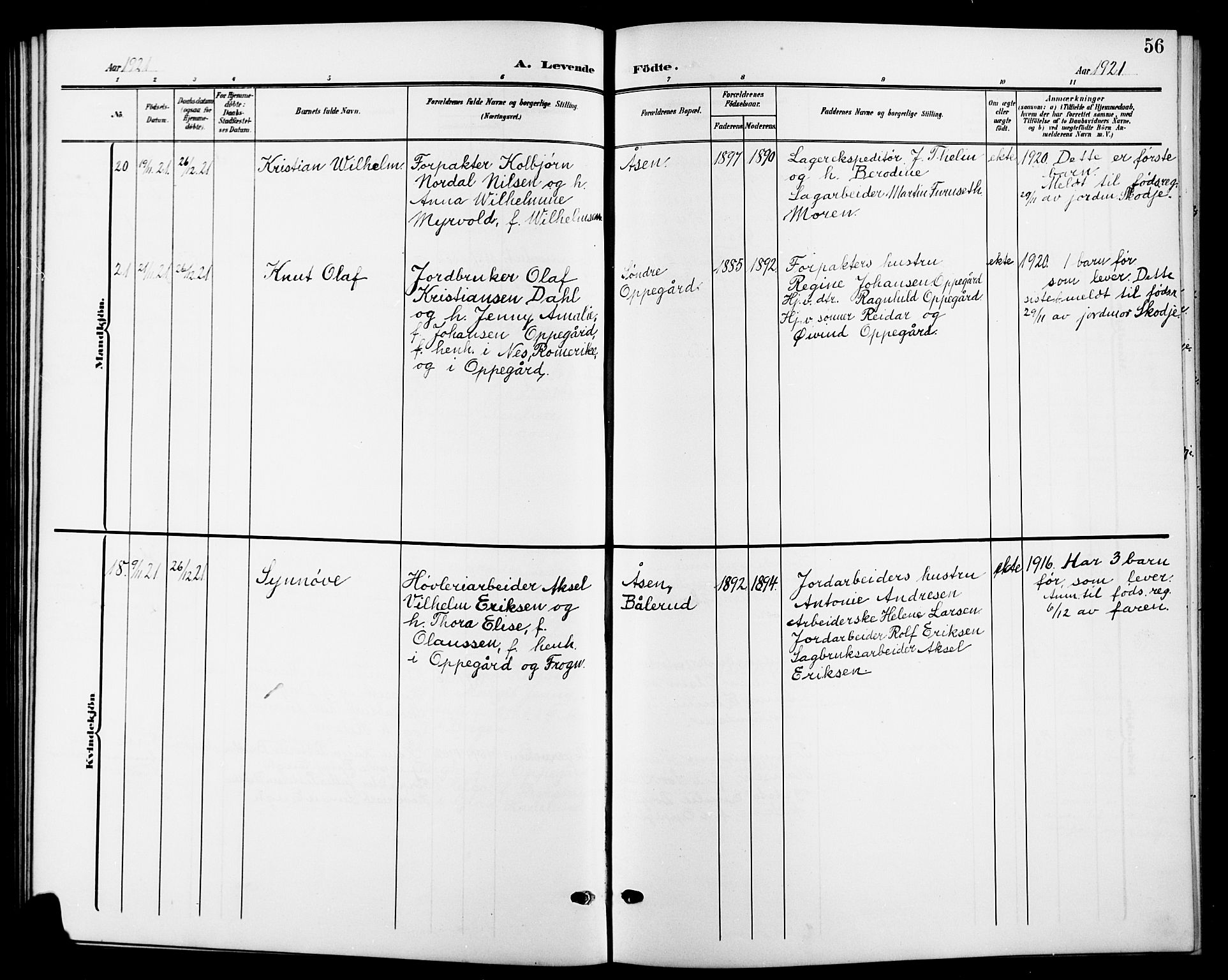 Nesodden prestekontor Kirkebøker, AV/SAO-A-10013/G/Gb/L0001: Parish register (copy) no. II 1, 1905-1924, p. 56