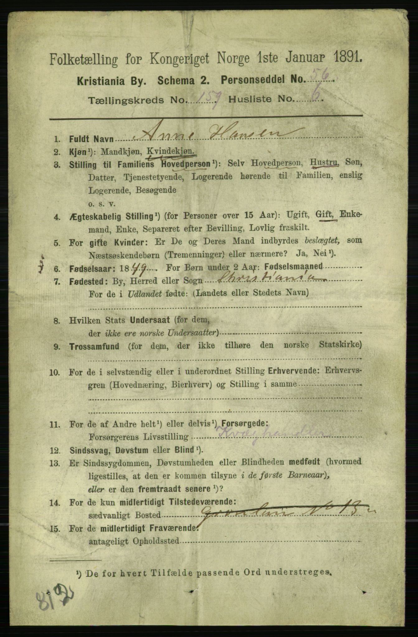 RA, 1891 census for 0301 Kristiania, 1891, p. 90237