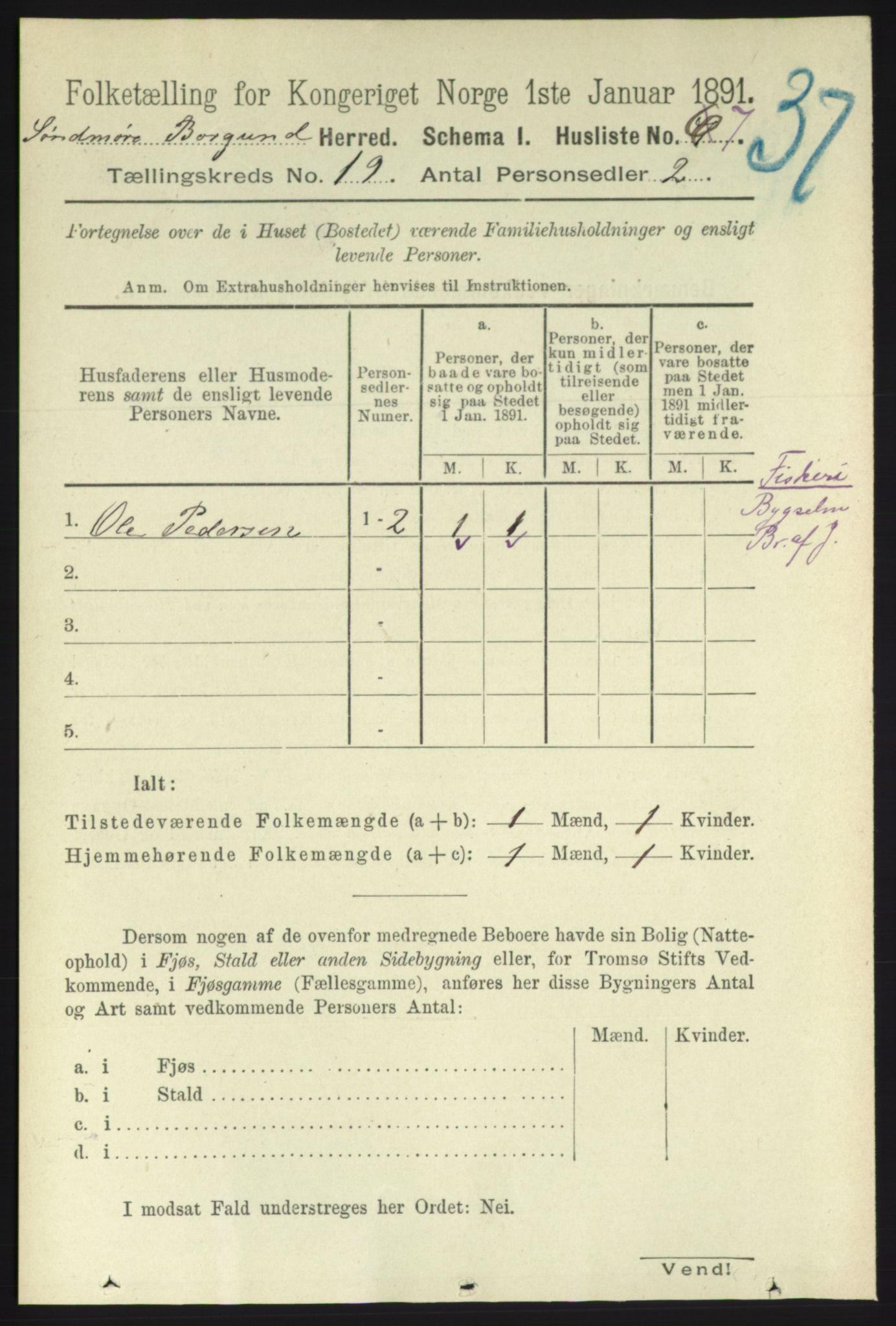 RA, 1891 census for 1531 Borgund, 1891, p. 5949