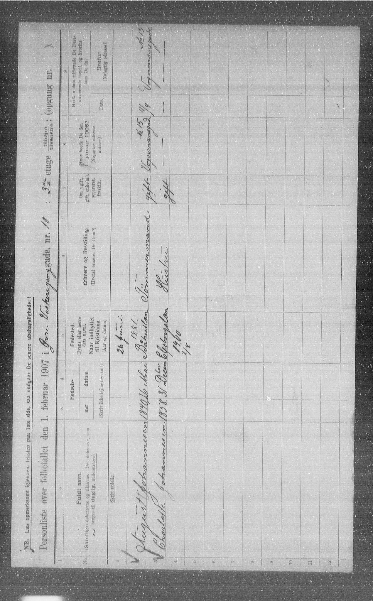 OBA, Municipal Census 1907 for Kristiania, 1907, p. 65985