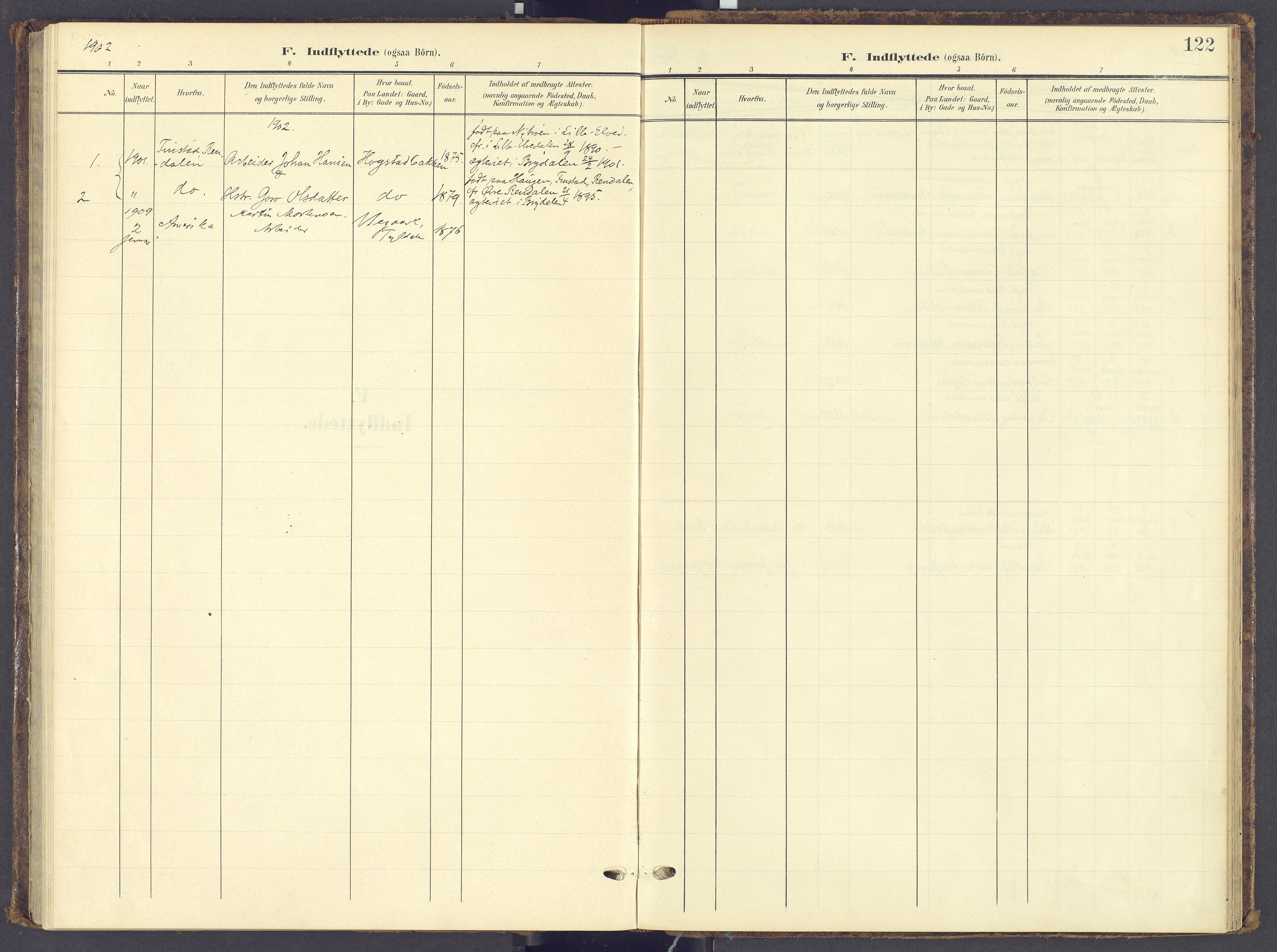 Tynset prestekontor, AV/SAH-PREST-058/H/Ha/Haa/L0028: Parish register (official) no. 28, 1902-1929, p. 122