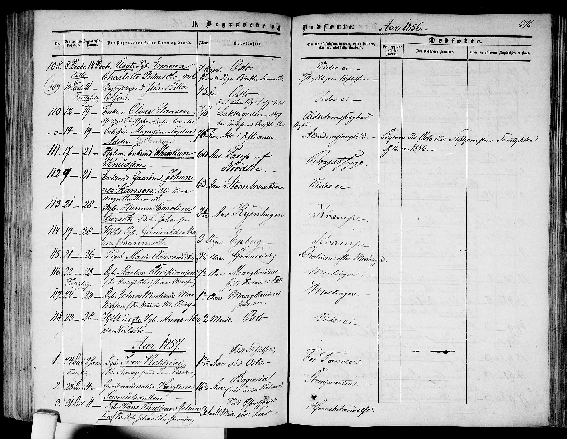 Gamlebyen prestekontor Kirkebøker, SAO/A-10884/F/Fa/L0004: Parish register (official) no. 4, 1850-1857, p. 376