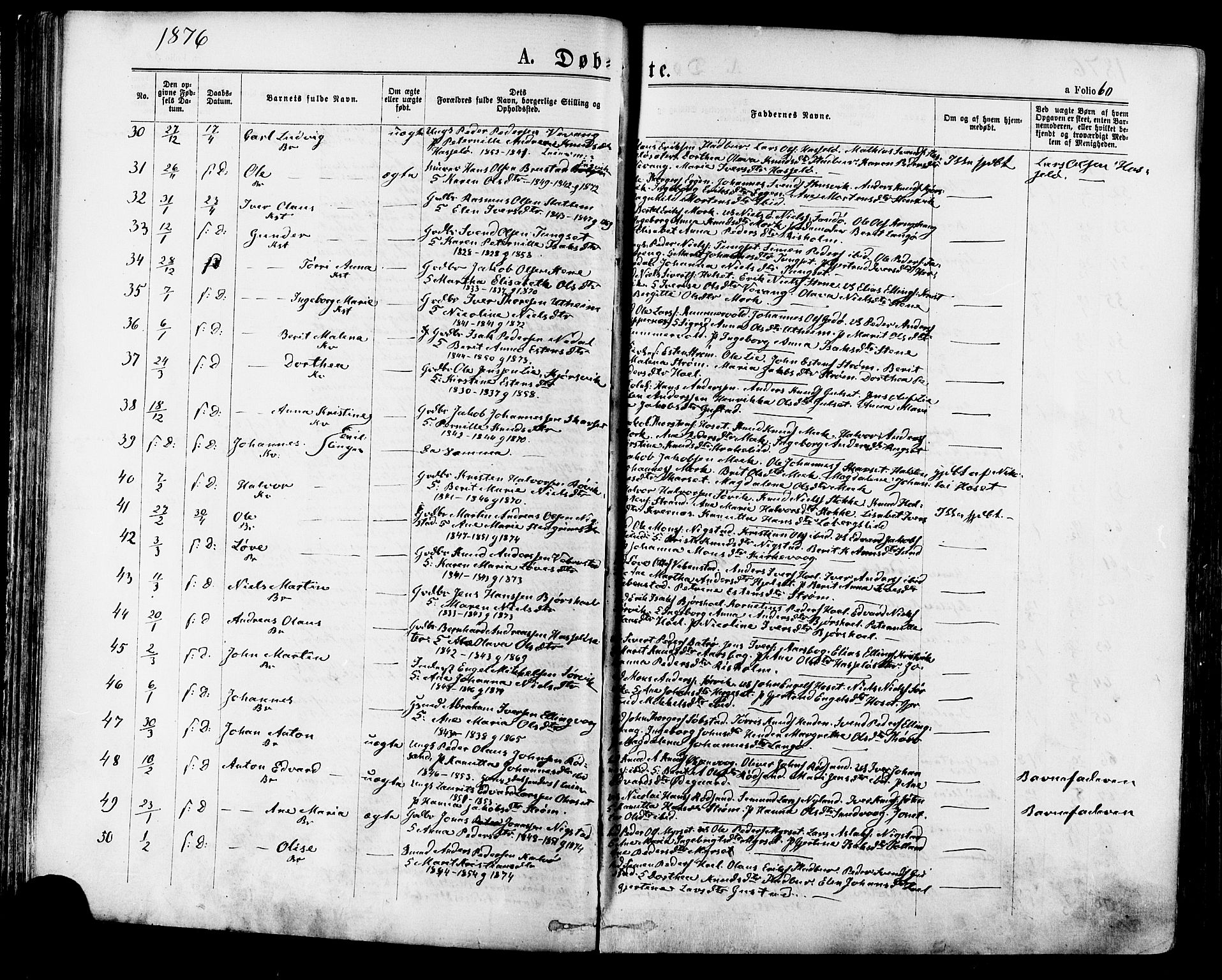 Ministerialprotokoller, klokkerbøker og fødselsregistre - Møre og Romsdal, SAT/A-1454/568/L0805: Parish register (official) no. 568A12 /1, 1869-1884, p. 60