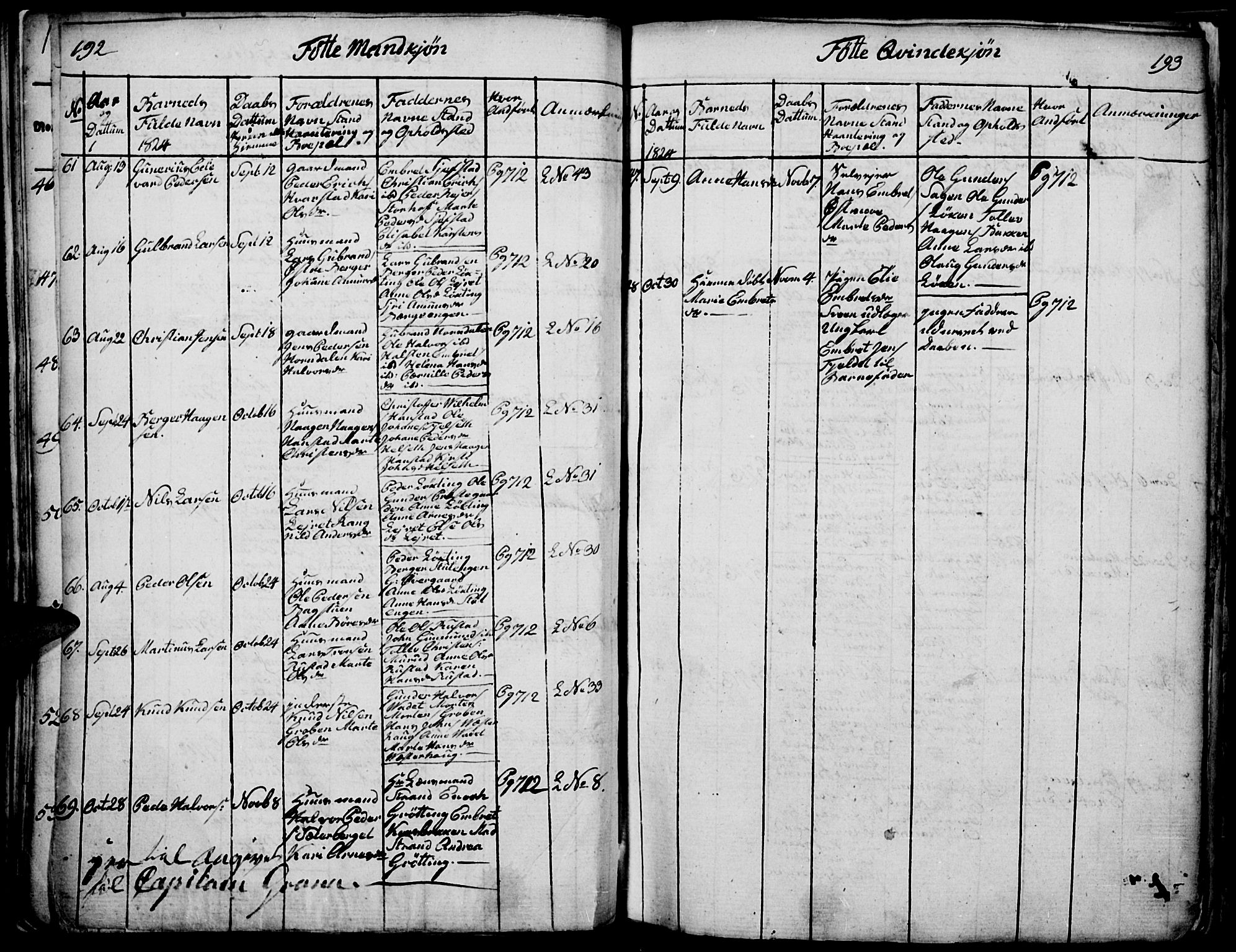 Elverum prestekontor, AV/SAH-PREST-044/H/Ha/Haa/L0007: Parish register (official) no. 7, 1815-1830, p. 192-193