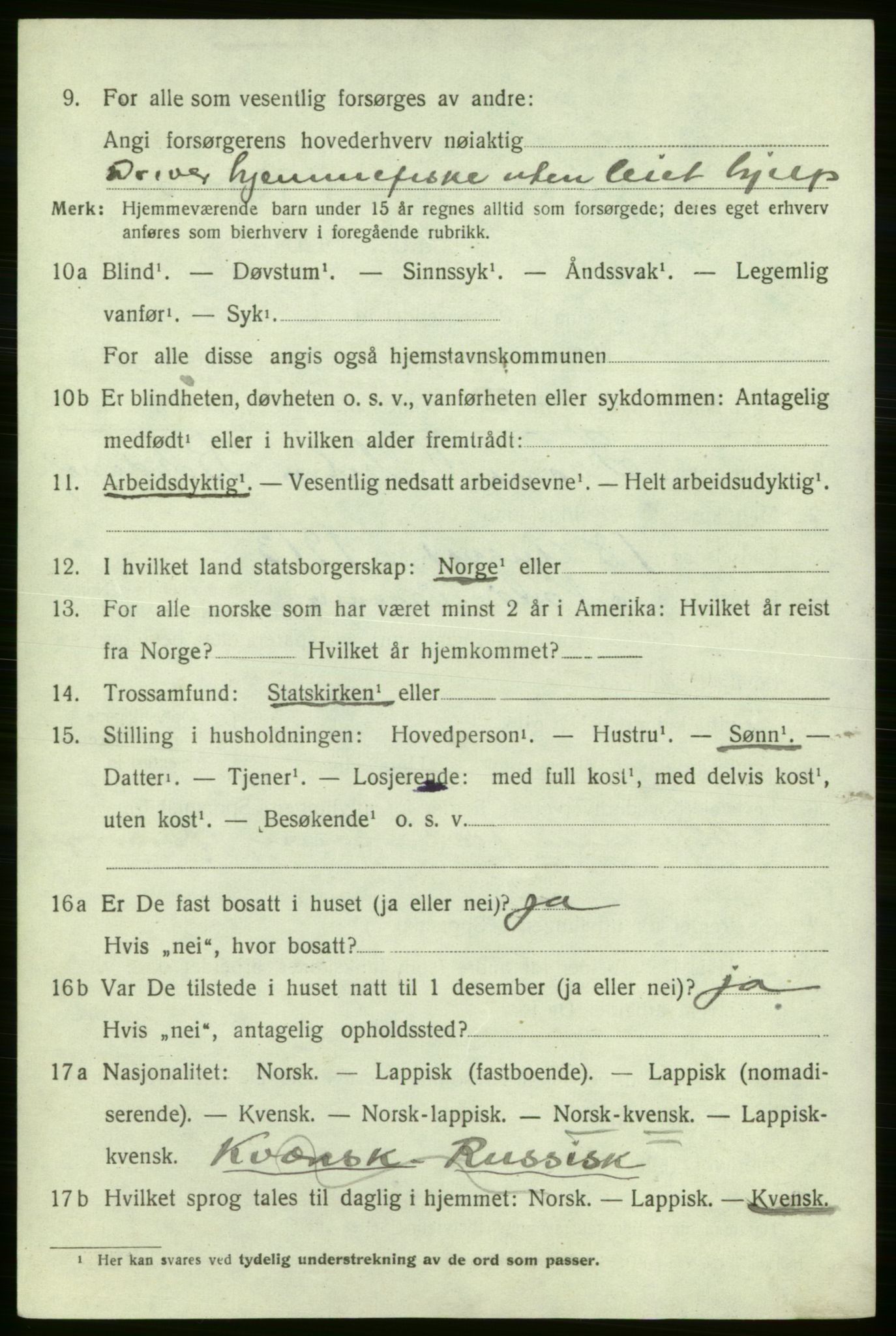 SATØ, 1920 census for Nord-Varanger, 1920, p. 1217