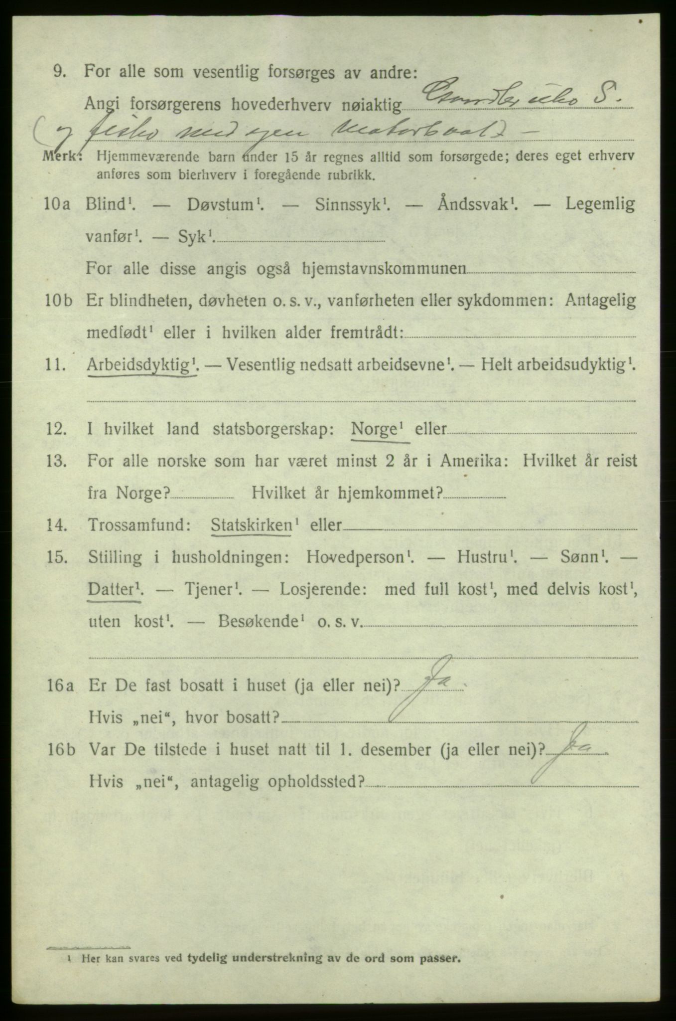 SAB, 1920 census for Bremnes, 1920, p. 4023