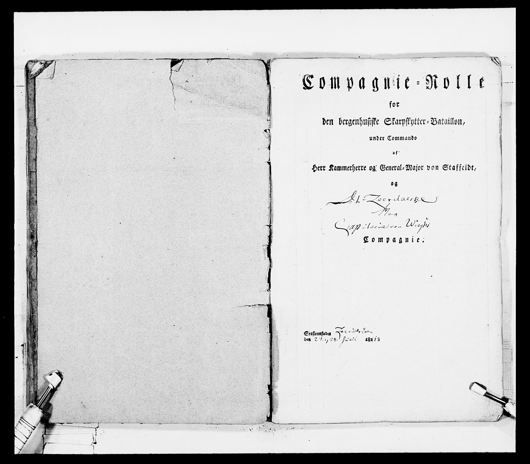 Generalitets- og kommissariatskollegiet, Det kongelige norske kommissariatskollegium, AV/RA-EA-5420/E/Eh/L0100: Bergenhusiske skarpskytterbataljon, 1812, p. 126