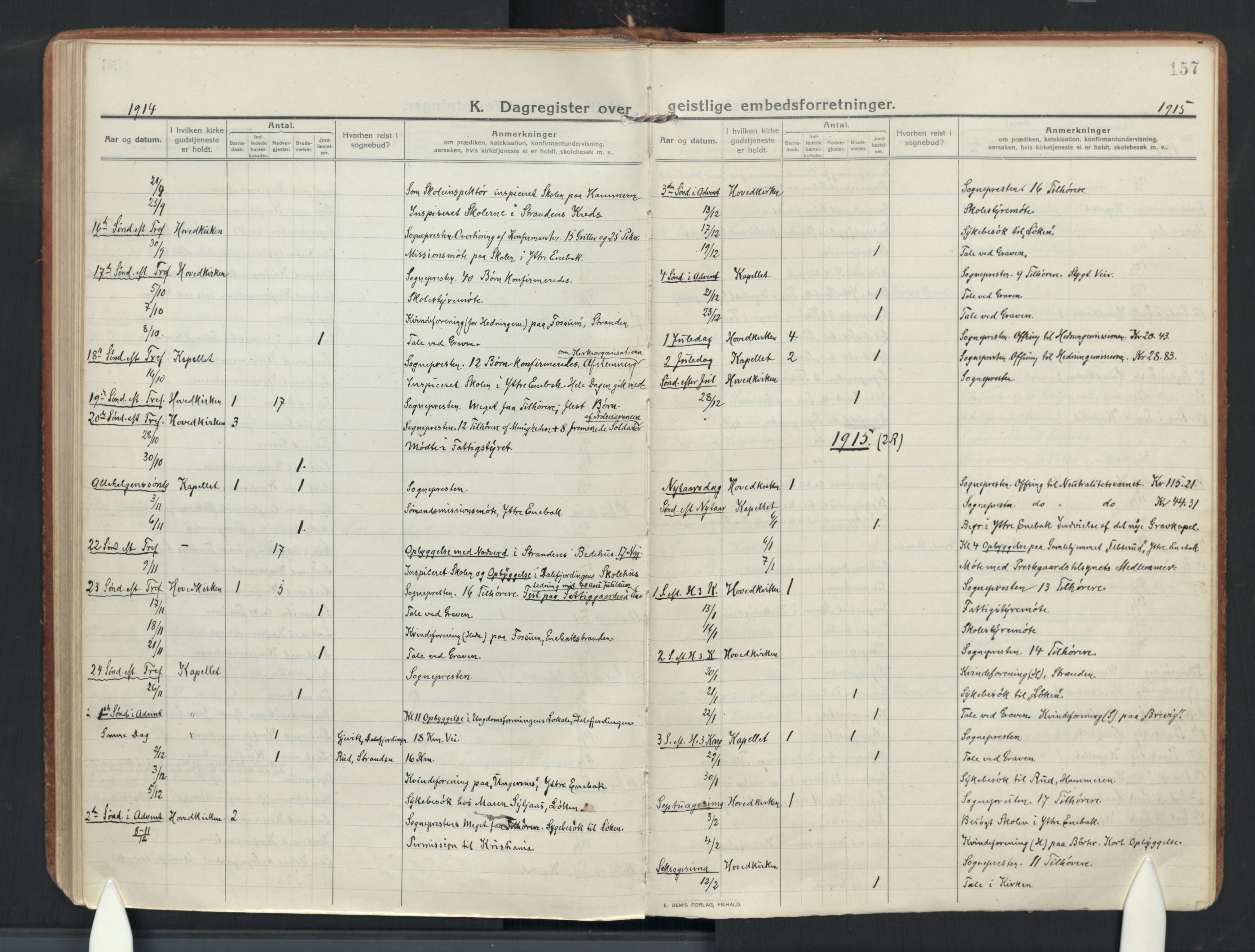 Enebakk prestekontor Kirkebøker, AV/SAO-A-10171c/F/Fa/L0019: Parish register (official) no. I 19, 1912-1935, p. 157