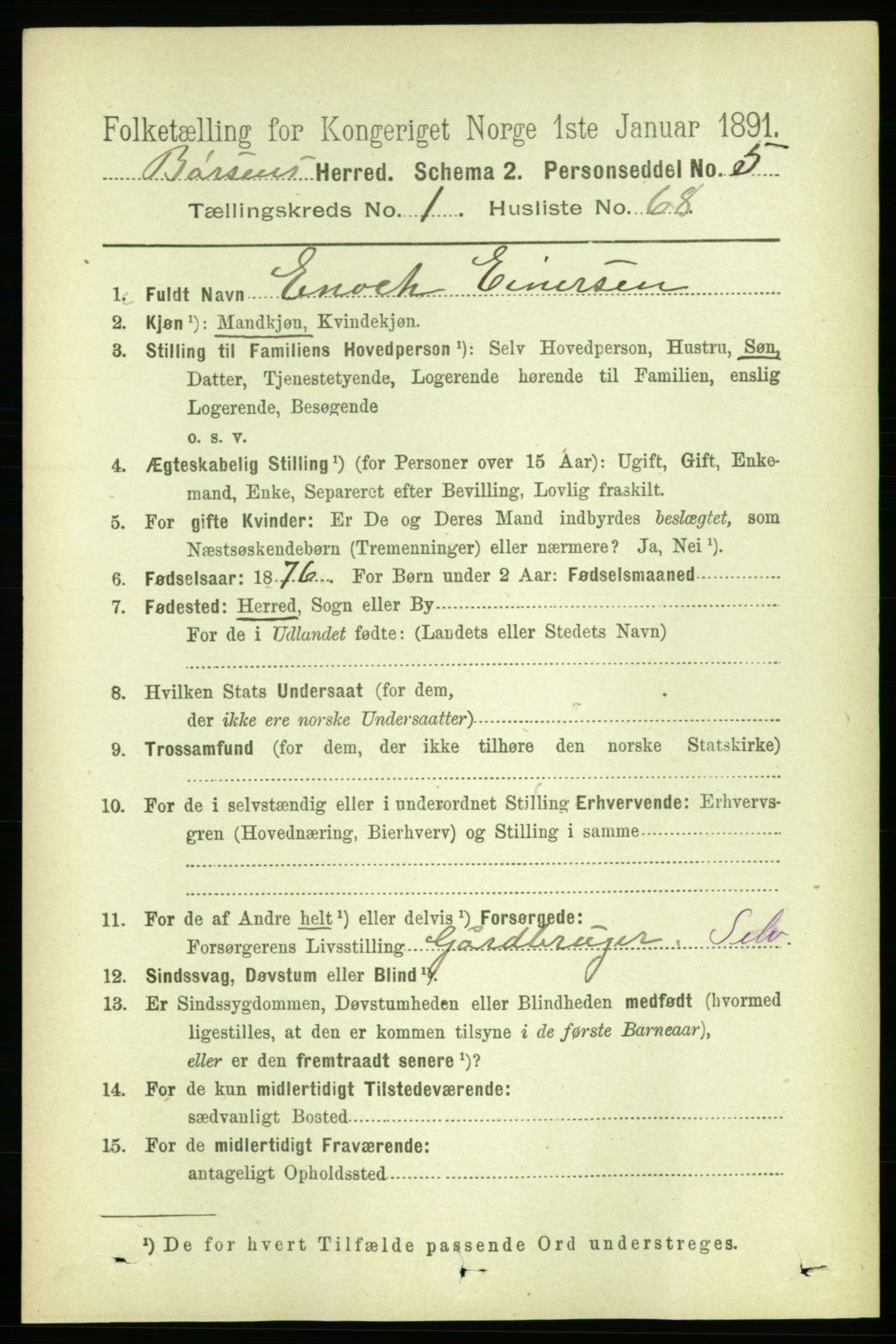 RA, 1891 census for 1658 Børsa, 1891, p. 444