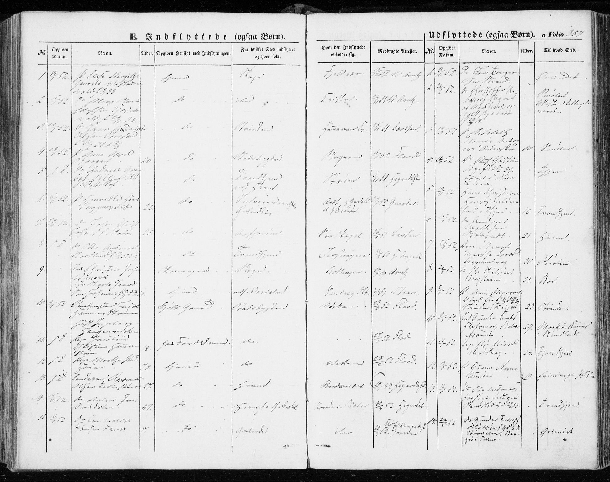 Ministerialprotokoller, klokkerbøker og fødselsregistre - Sør-Trøndelag, AV/SAT-A-1456/634/L0530: Parish register (official) no. 634A06, 1852-1860, p. 357