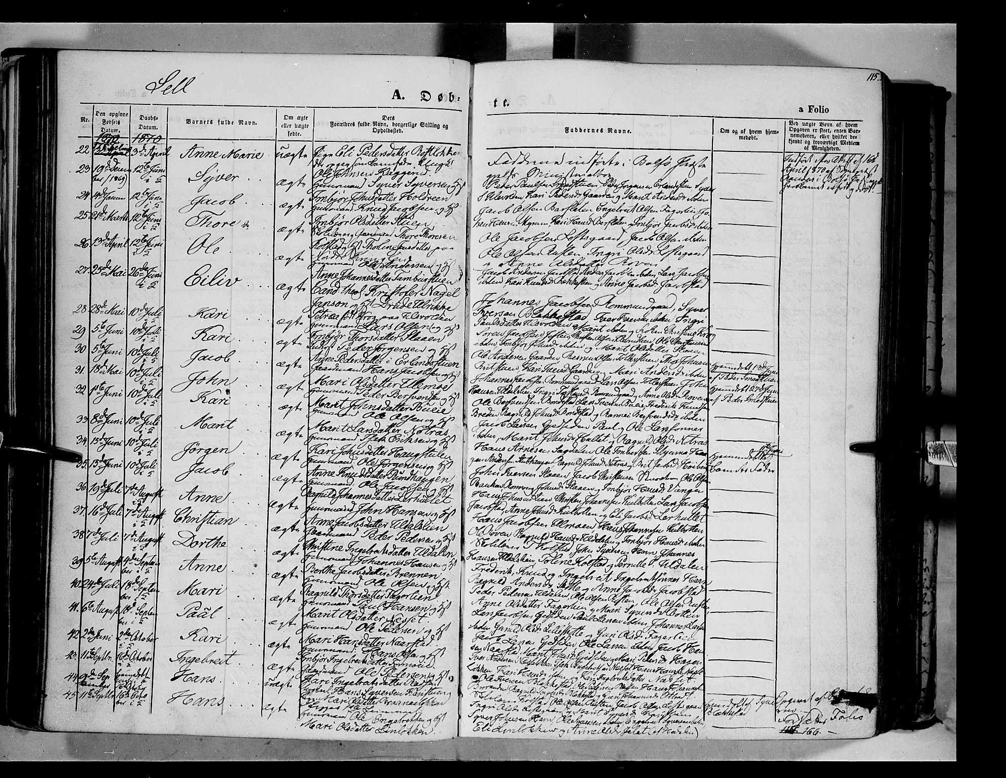 Vågå prestekontor, SAH/PREST-076/H/Ha/Haa/L0006: Parish register (official) no. 6 /3, 1857-1872, p. 115