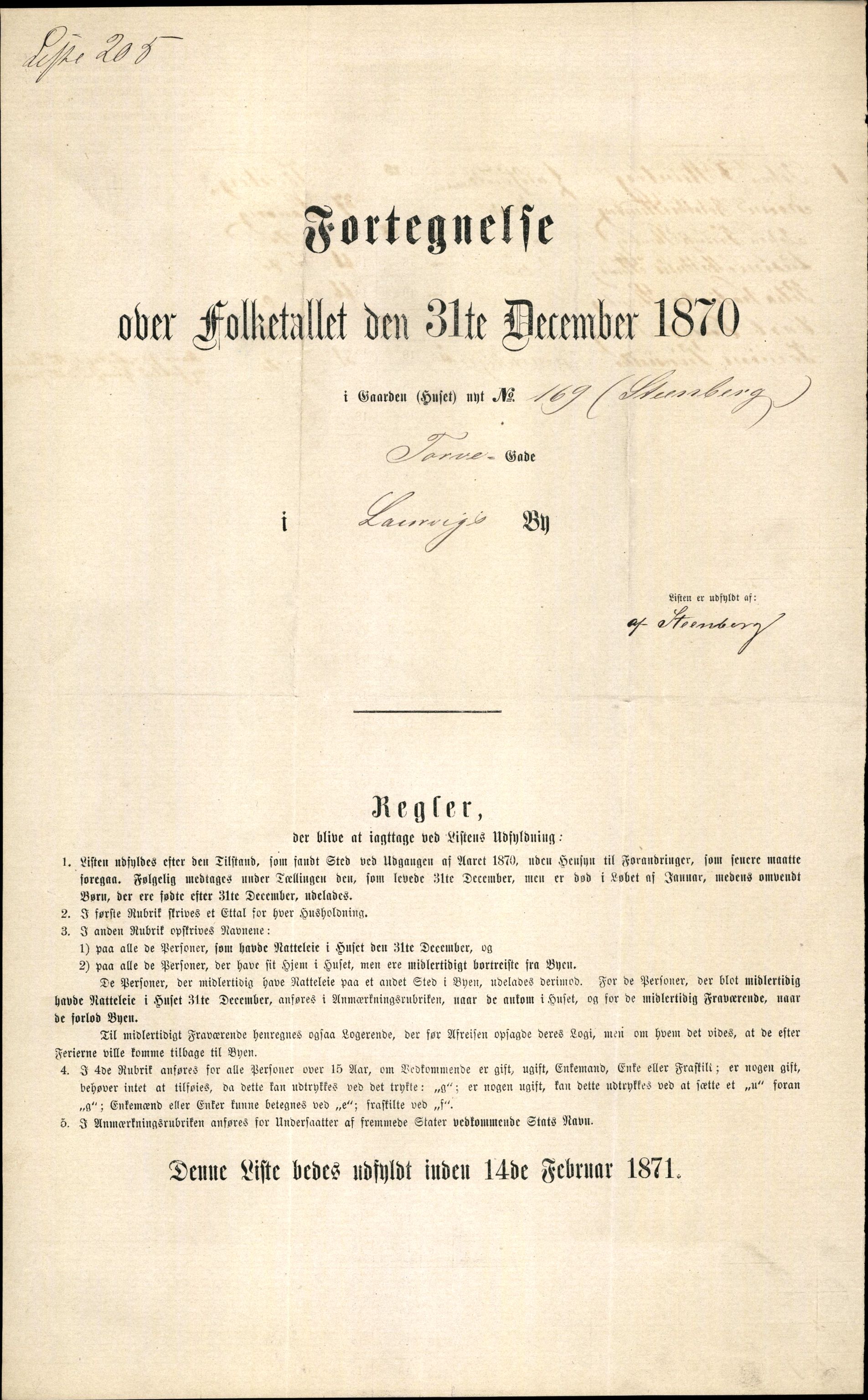 RA, 1870 census for 0707 Larvik, 1870, p. 427