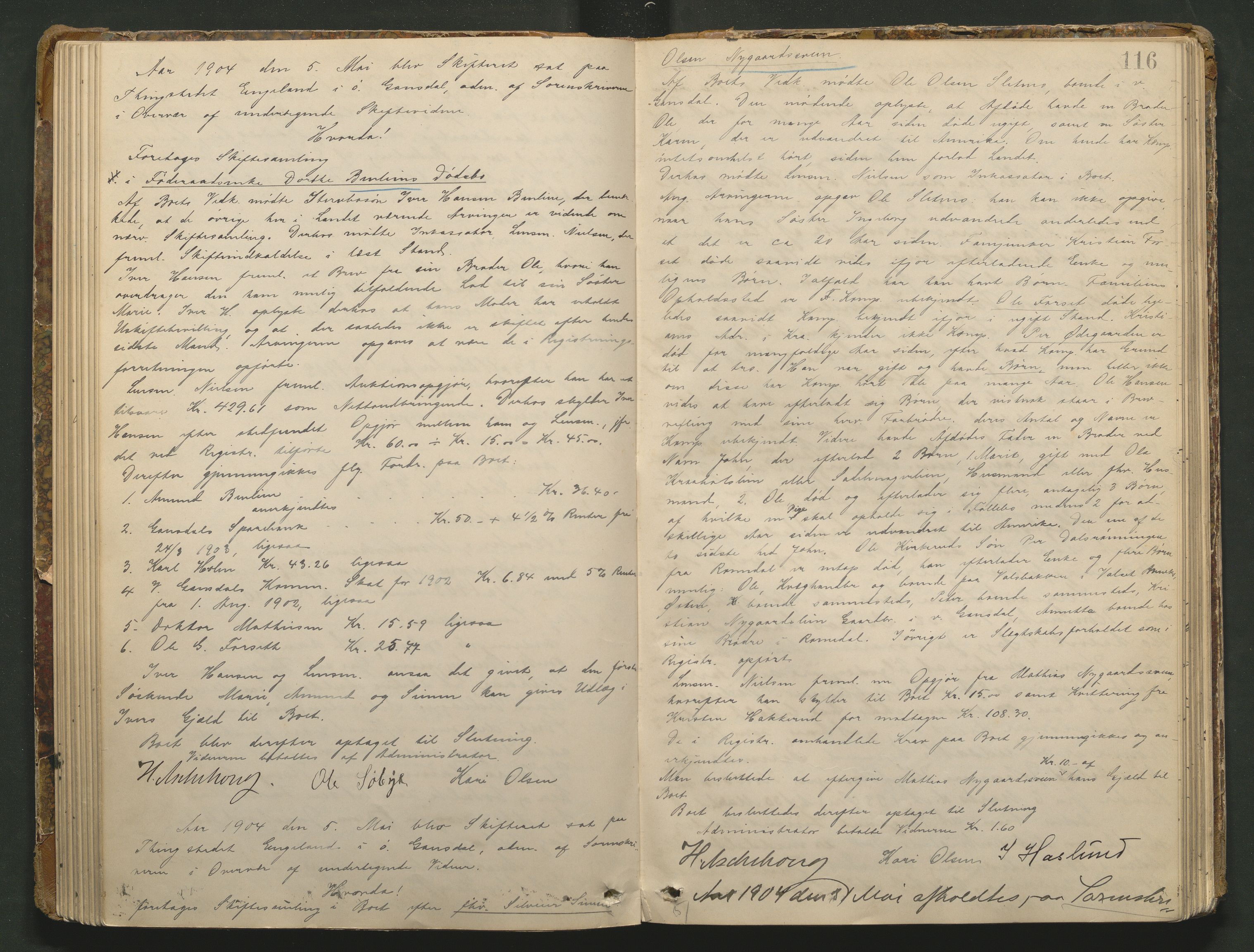 Sør-Gudbrandsdal tingrett, AV/SAH-TING-004/J/Ja/Jad/L0001: Skifteforhandlingsprotokoll - Fåberg og Gausdal, 1899-1911, p. 115b-116a