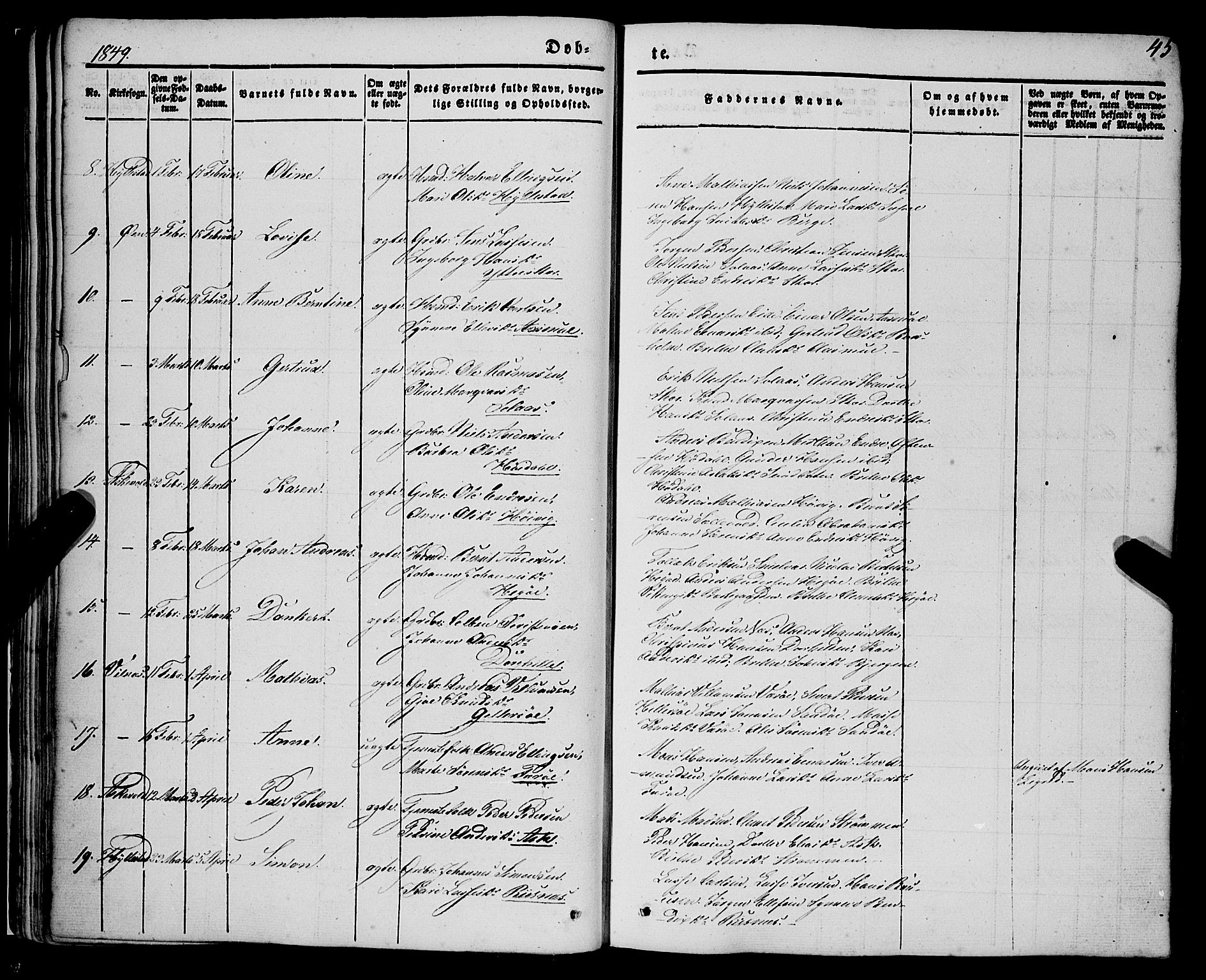 Askvoll sokneprestembete, SAB/A-79501/H/Haa/Haaa/L0011/0001: Parish register (official) no. A 11 I, 1845-1864, p. 45