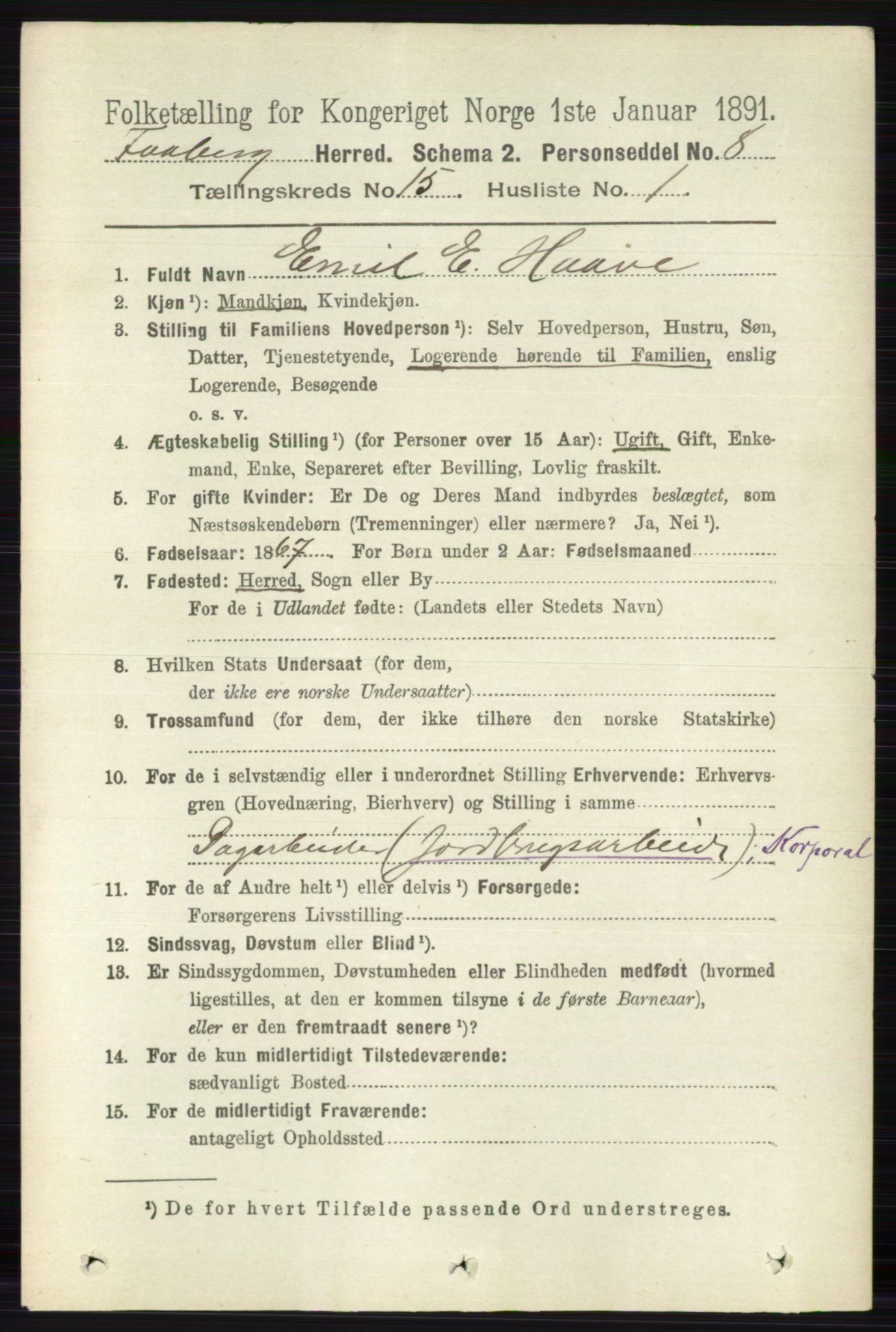 RA, 1891 census for 0524 Fåberg, 1891, p. 5915