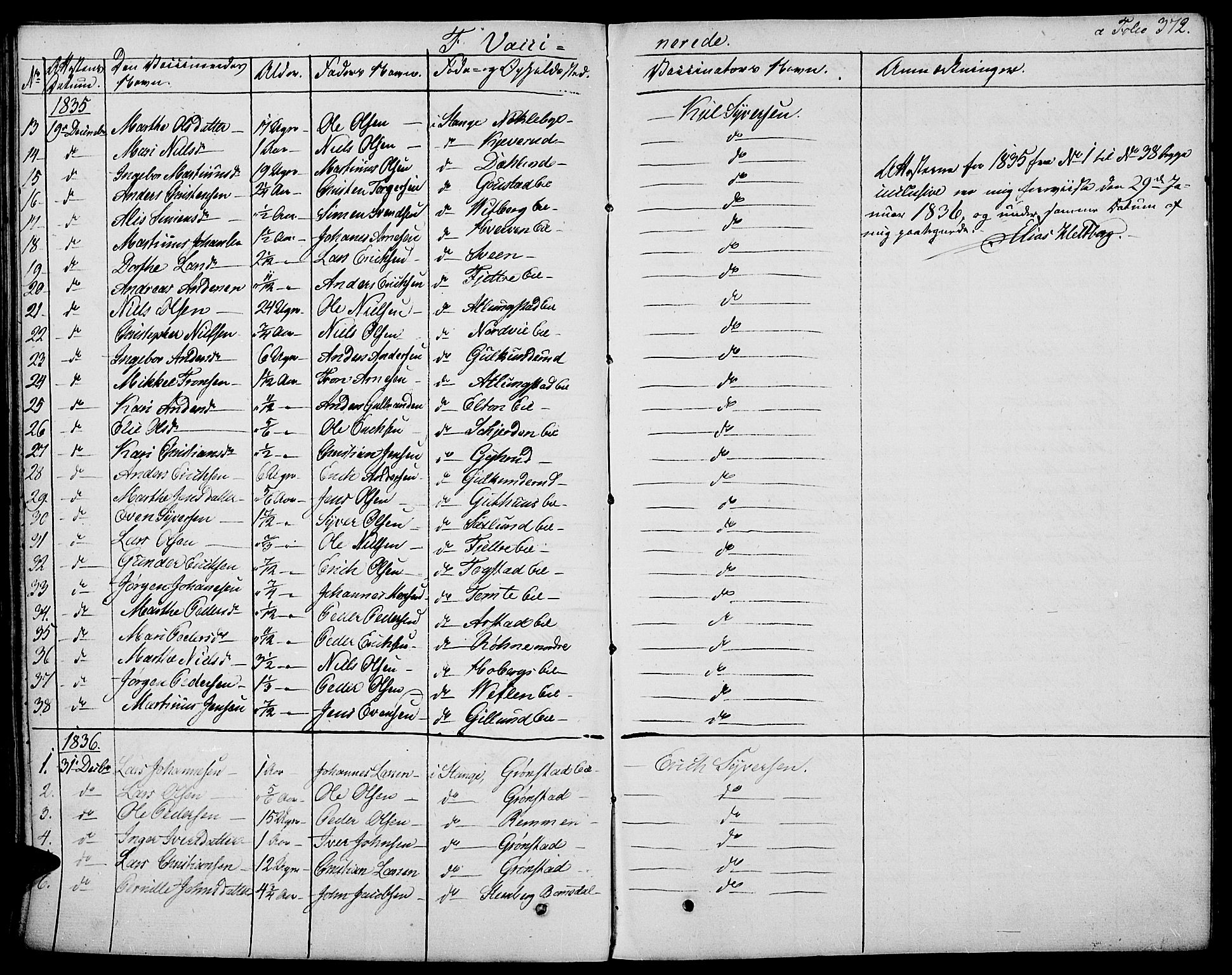 Stange prestekontor, SAH/PREST-002/K/L0009: Parish register (official) no. 9, 1826-1835, p. 372