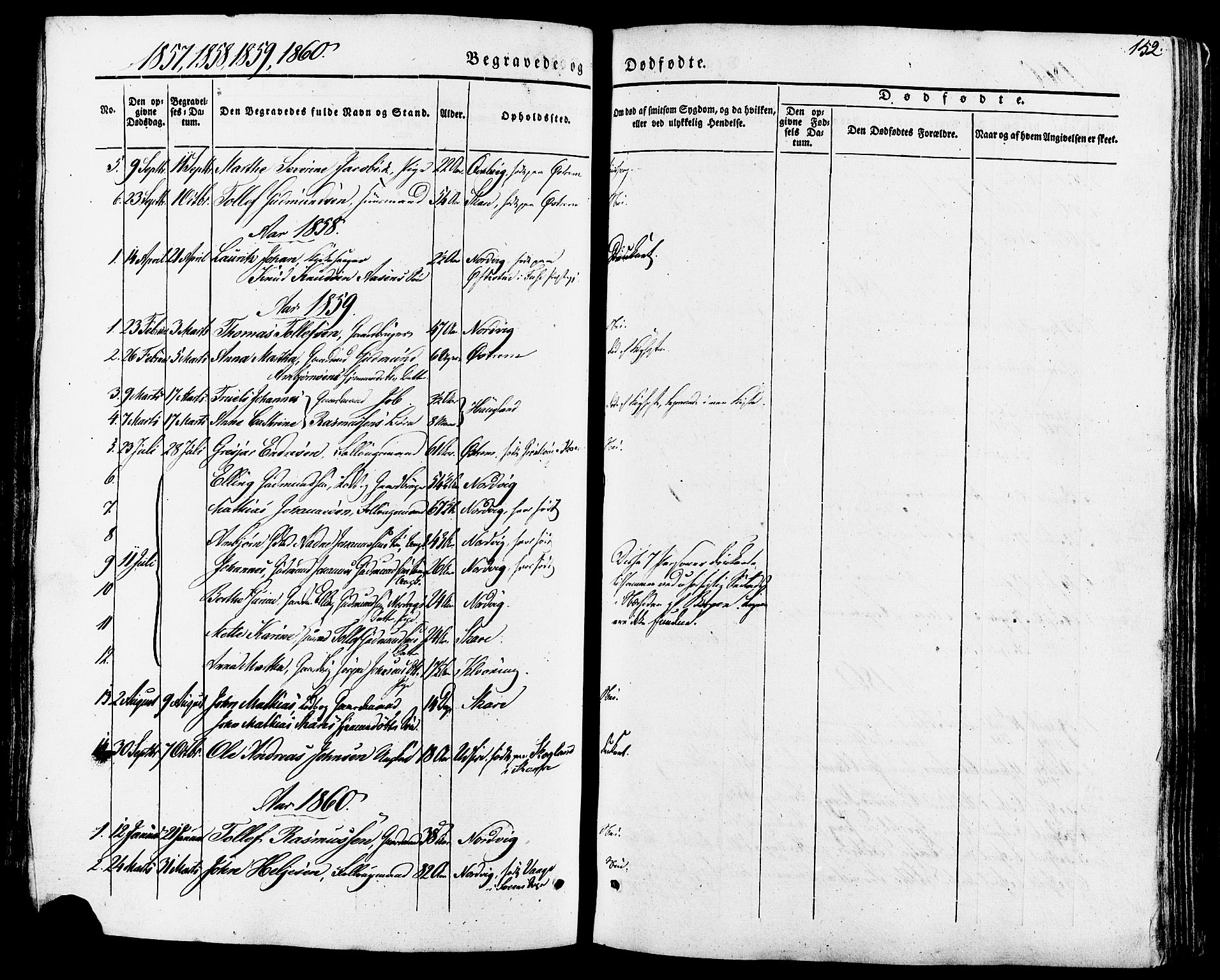 Torvastad sokneprestkontor, SAST/A -101857/H/Ha/Haa/L0007: Parish register (official) no. A 7, 1838-1882, p. 152