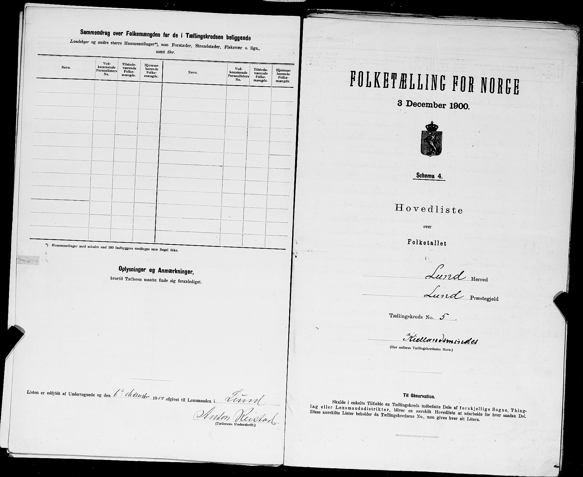 SAST, 1900 census for Lund, 1900, p. 18