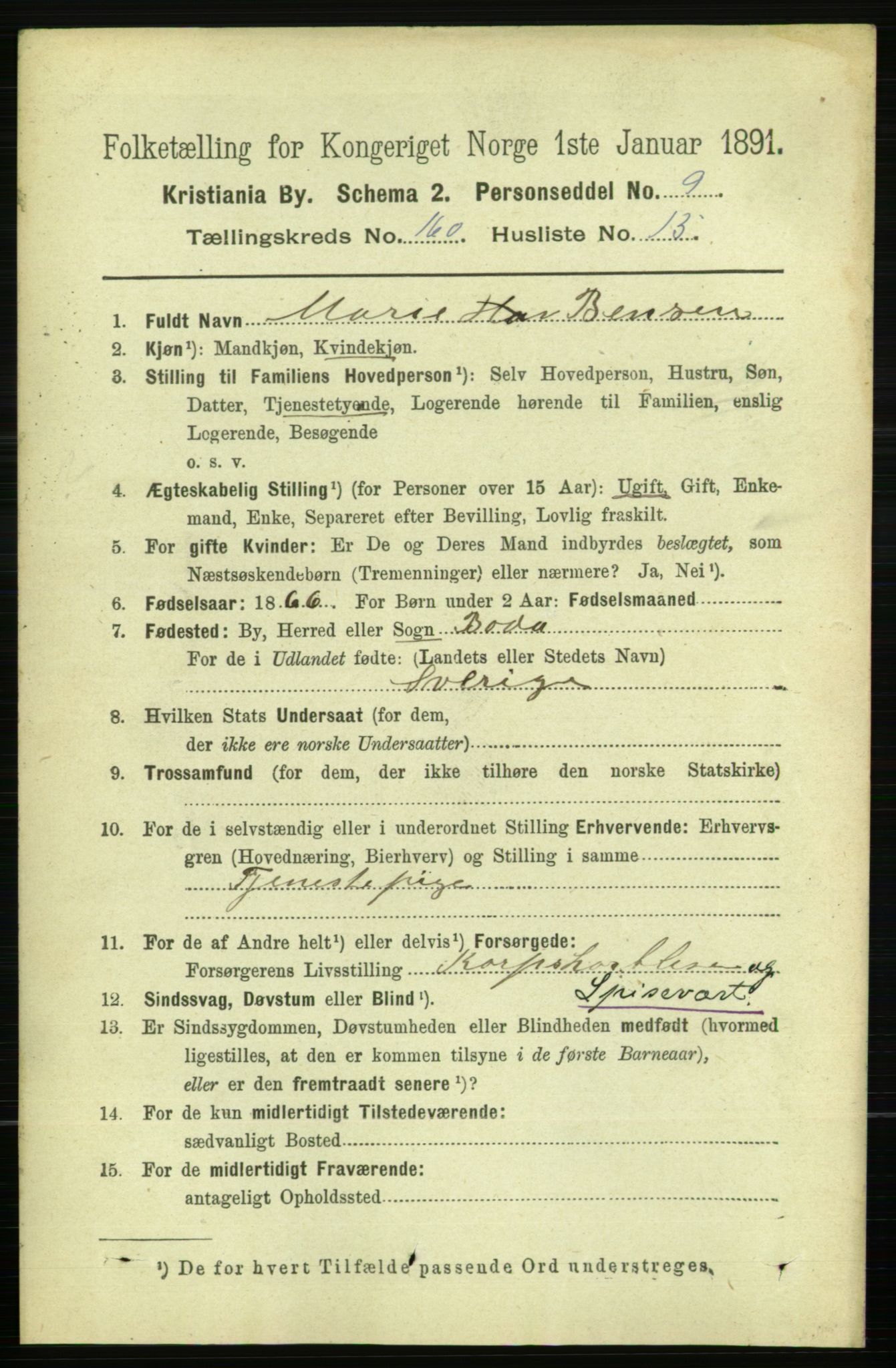 RA, 1891 census for 0301 Kristiania, 1891, p. 91050