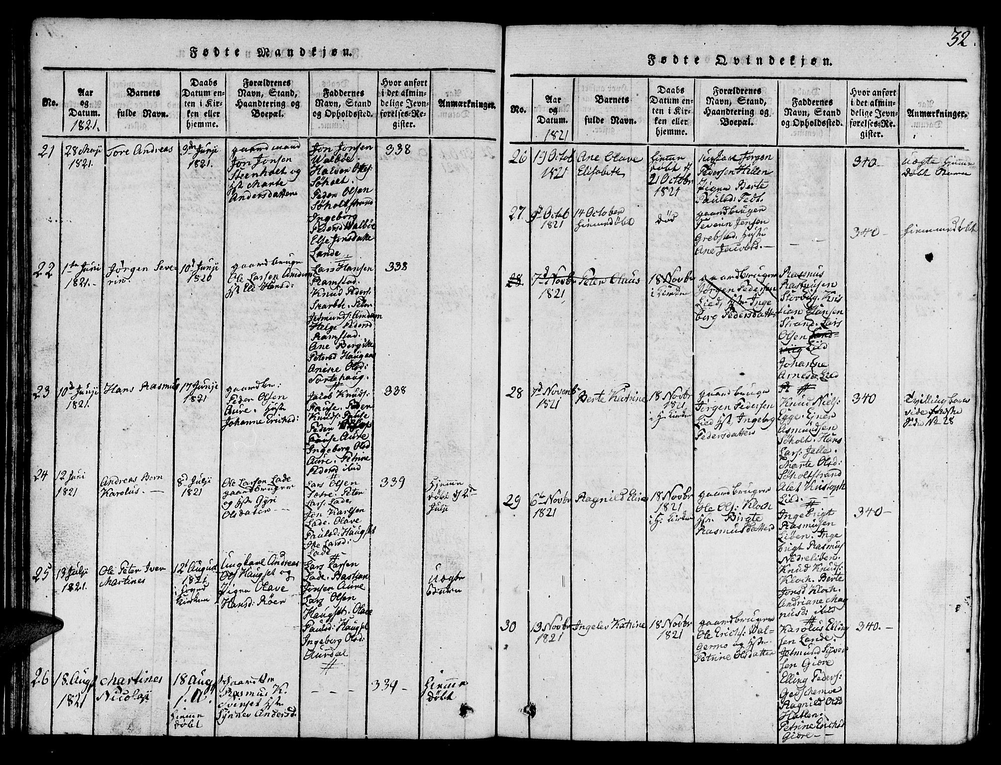Ministerialprotokoller, klokkerbøker og fødselsregistre - Møre og Romsdal, AV/SAT-A-1454/522/L0322: Parish register (copy) no. 522C01, 1816-1830, p. 32