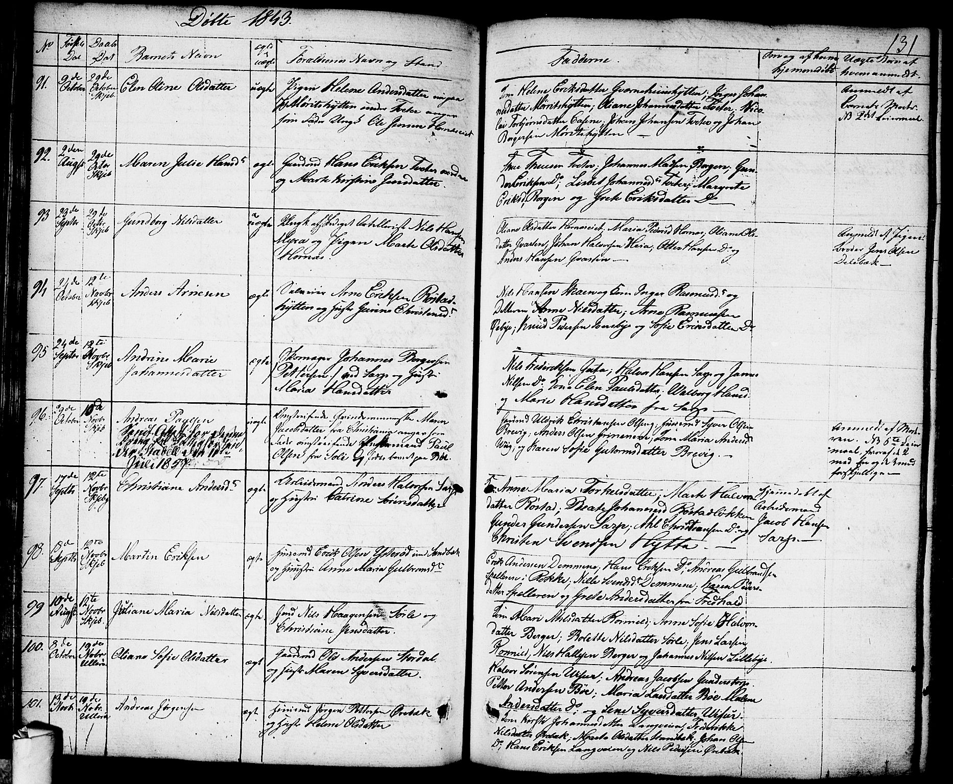 Skjeberg prestekontor Kirkebøker, SAO/A-10923/F/Fa/L0005: Parish register (official) no. I 5, 1830-1845, p. 131