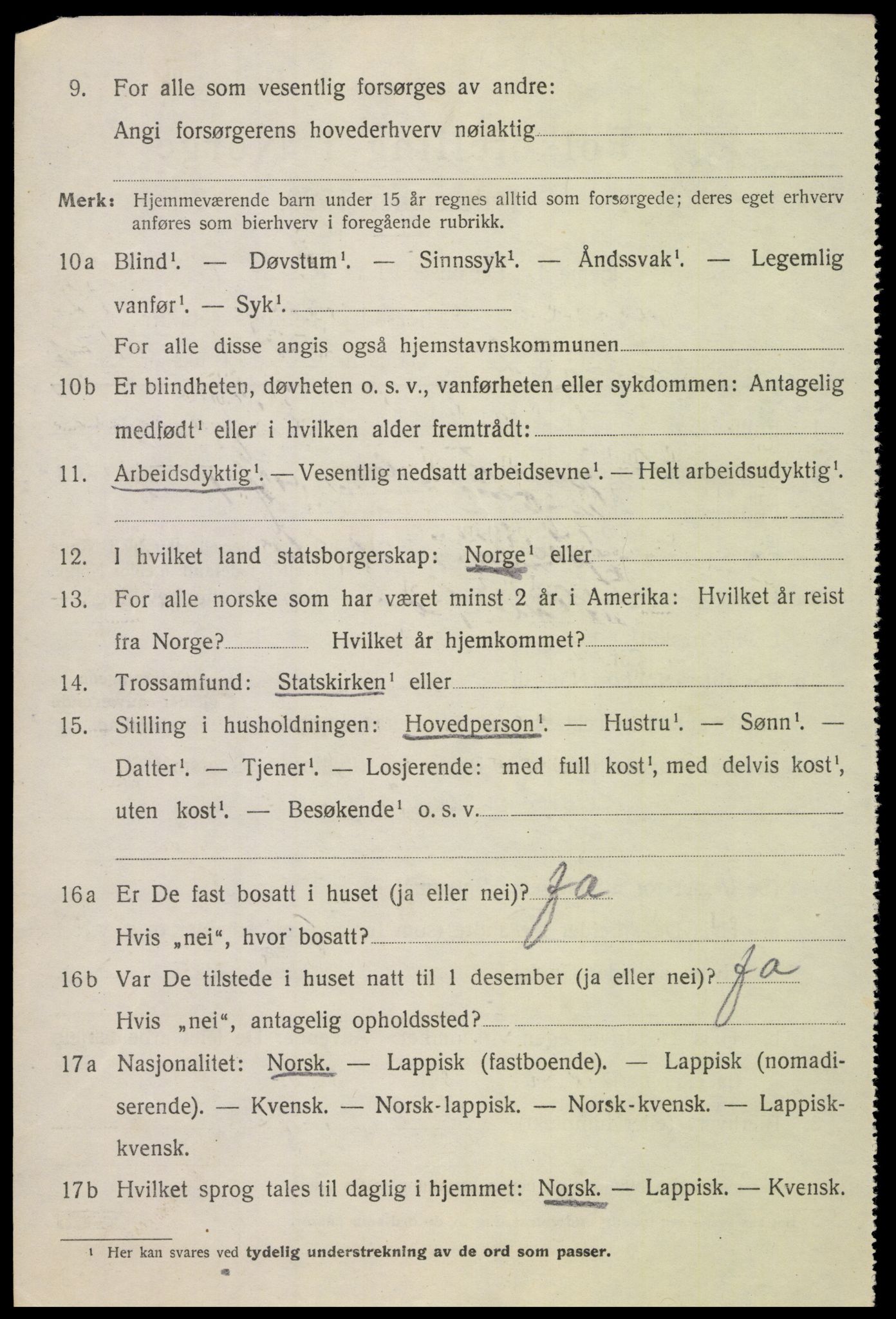 SAT, 1920 census for Evenes, 1920, p. 10999