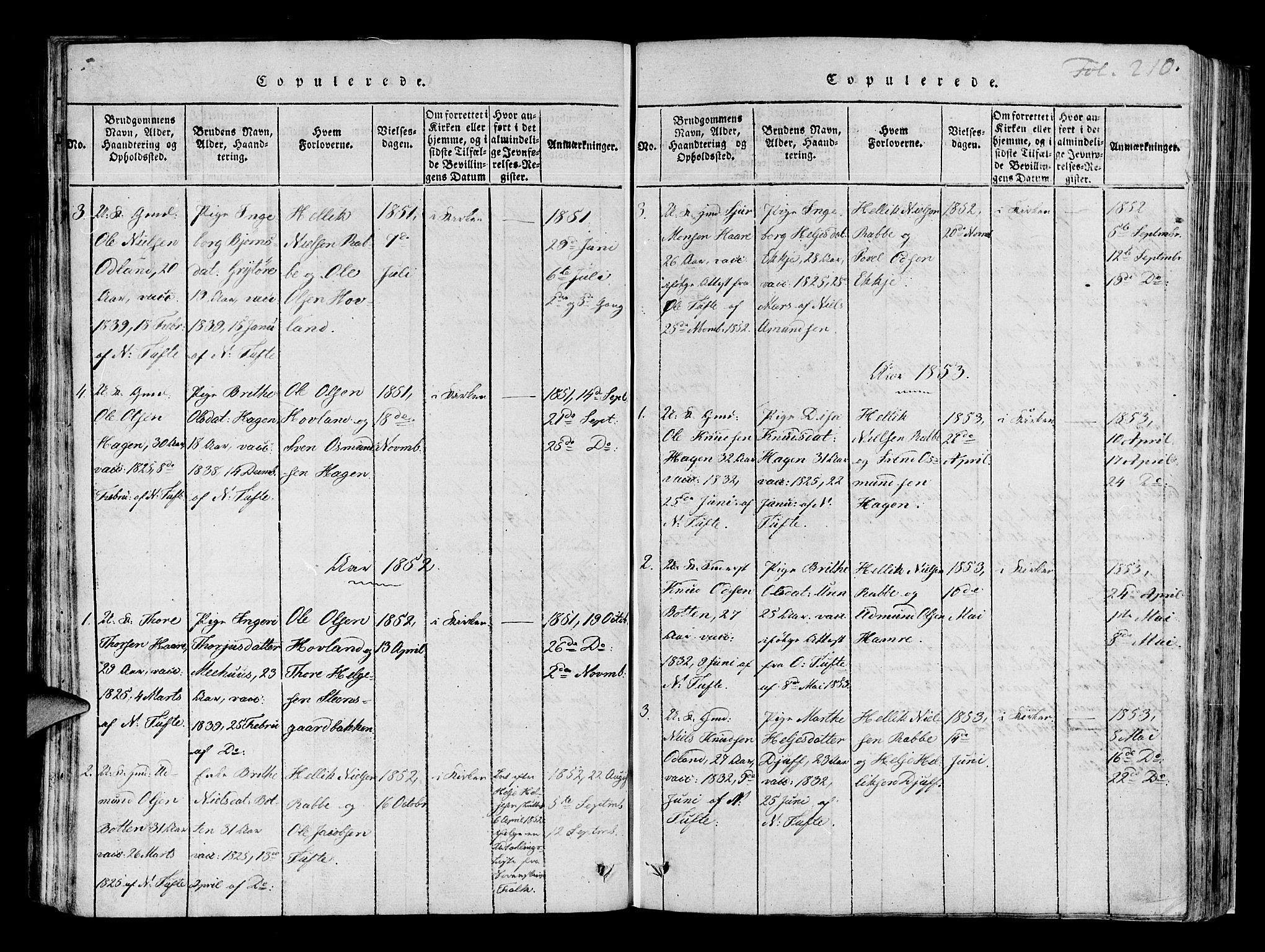 Røldal sokneprestembete, SAB/A-100247: Parish register (official) no. A 2, 1817-1856, p. 210