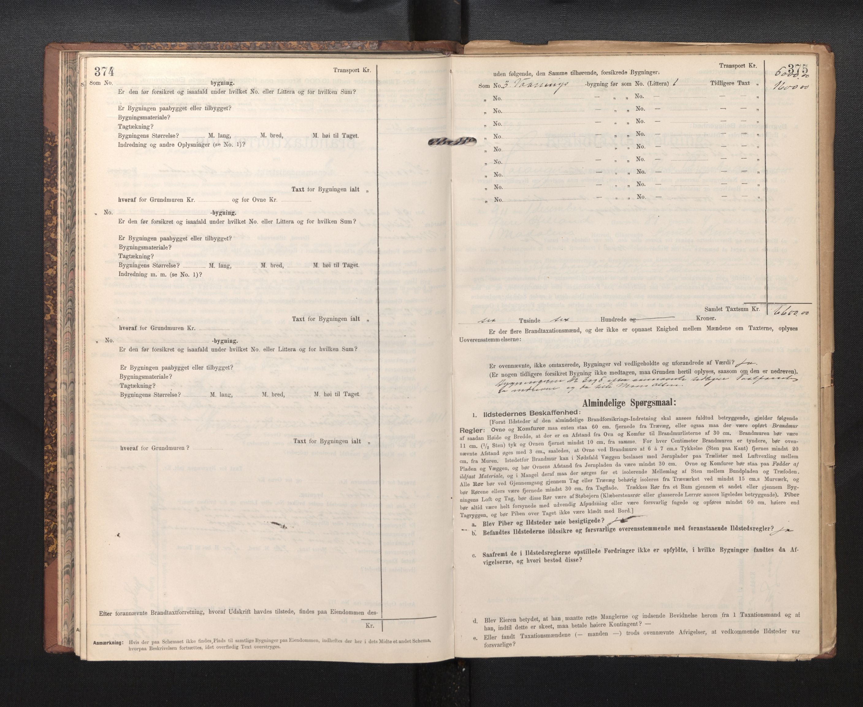 Lensmannen i Hosanger, AV/SAB-A-33001/0012/L0005: Branntakstprotokoll, skjematakst, 1905-1916, p. 374-375