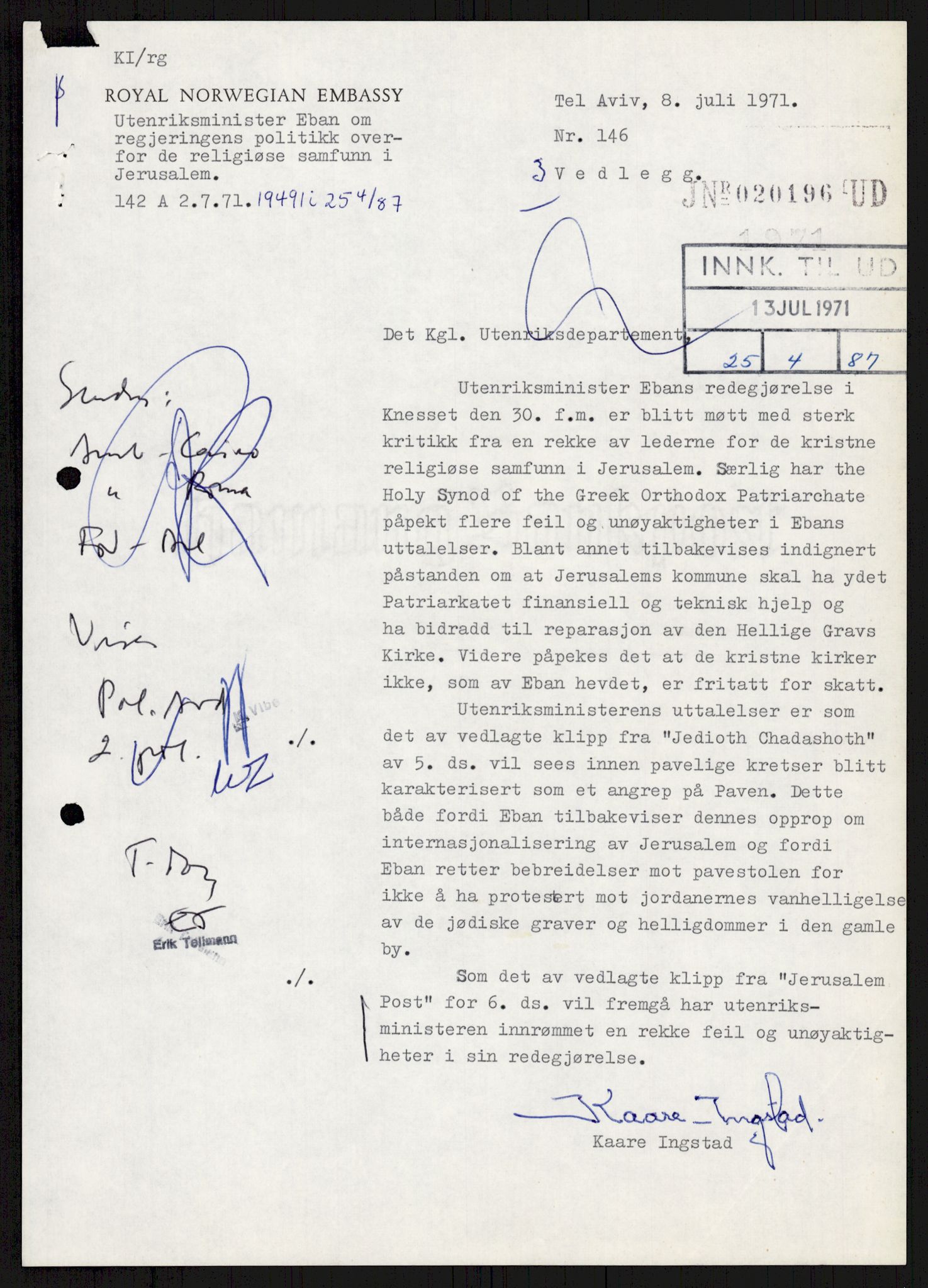 Utenriksdepartementet, hovedarkiv, AV/RA-S-6794/D/Db/Dba/L0776/0003: Verdenspolitikk. Fremmede staters politikk (G.L.) / Israel: Politikk (2 mapper), 1970-1972, p. 120