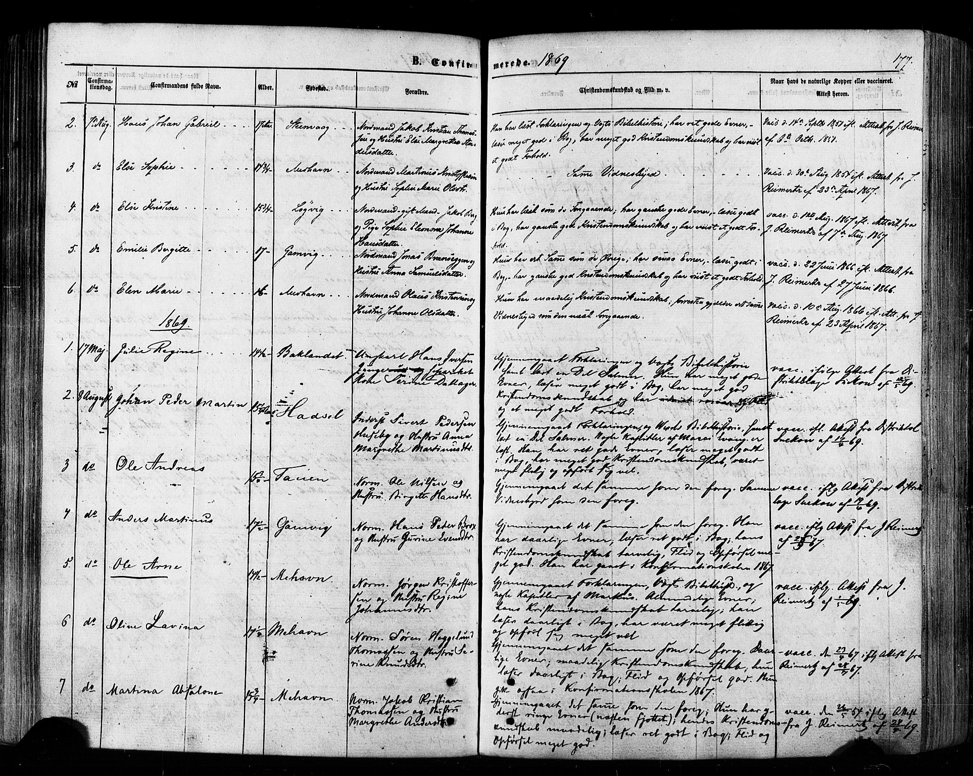 Tana sokneprestkontor, SATØ/S-1334/H/Ha/L0002kirke: Parish register (official) no. 2 /2, 1862-1877, p. 177