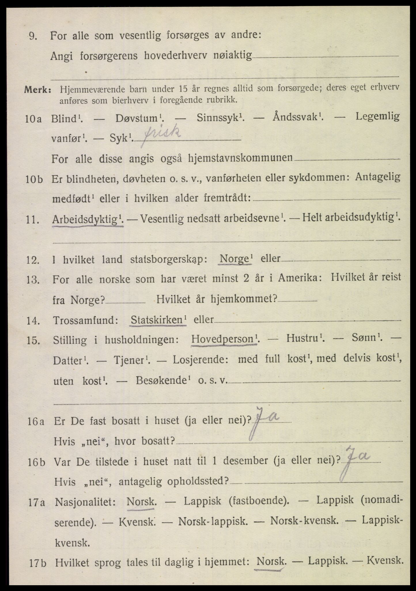 SAT, 1920 census for Velfjord, 1920, p. 2548