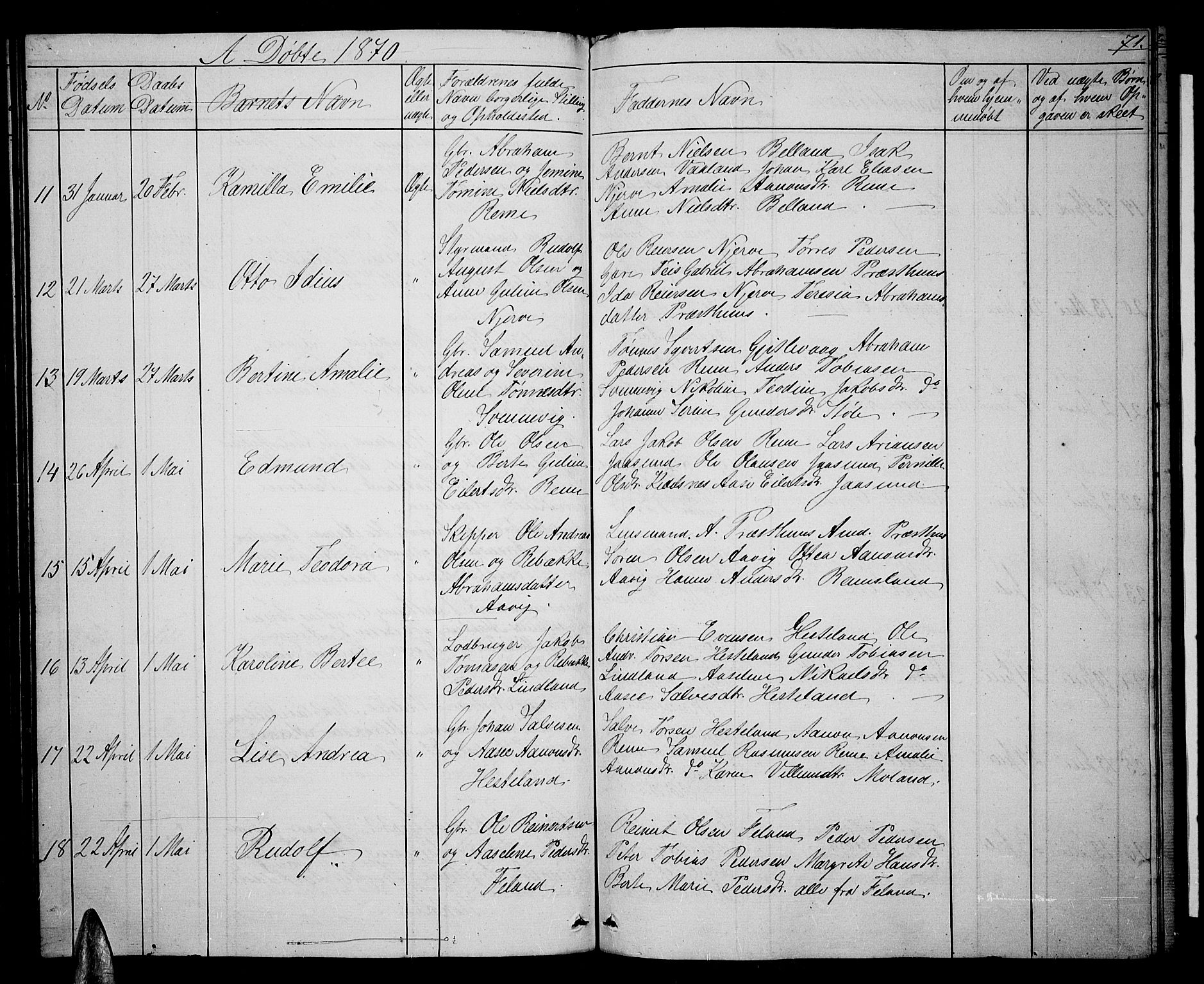 Sør-Audnedal sokneprestkontor, AV/SAK-1111-0039/F/Fb/Fba/L0002: Parish register (copy) no. B 2, 1853-1878, p. 71