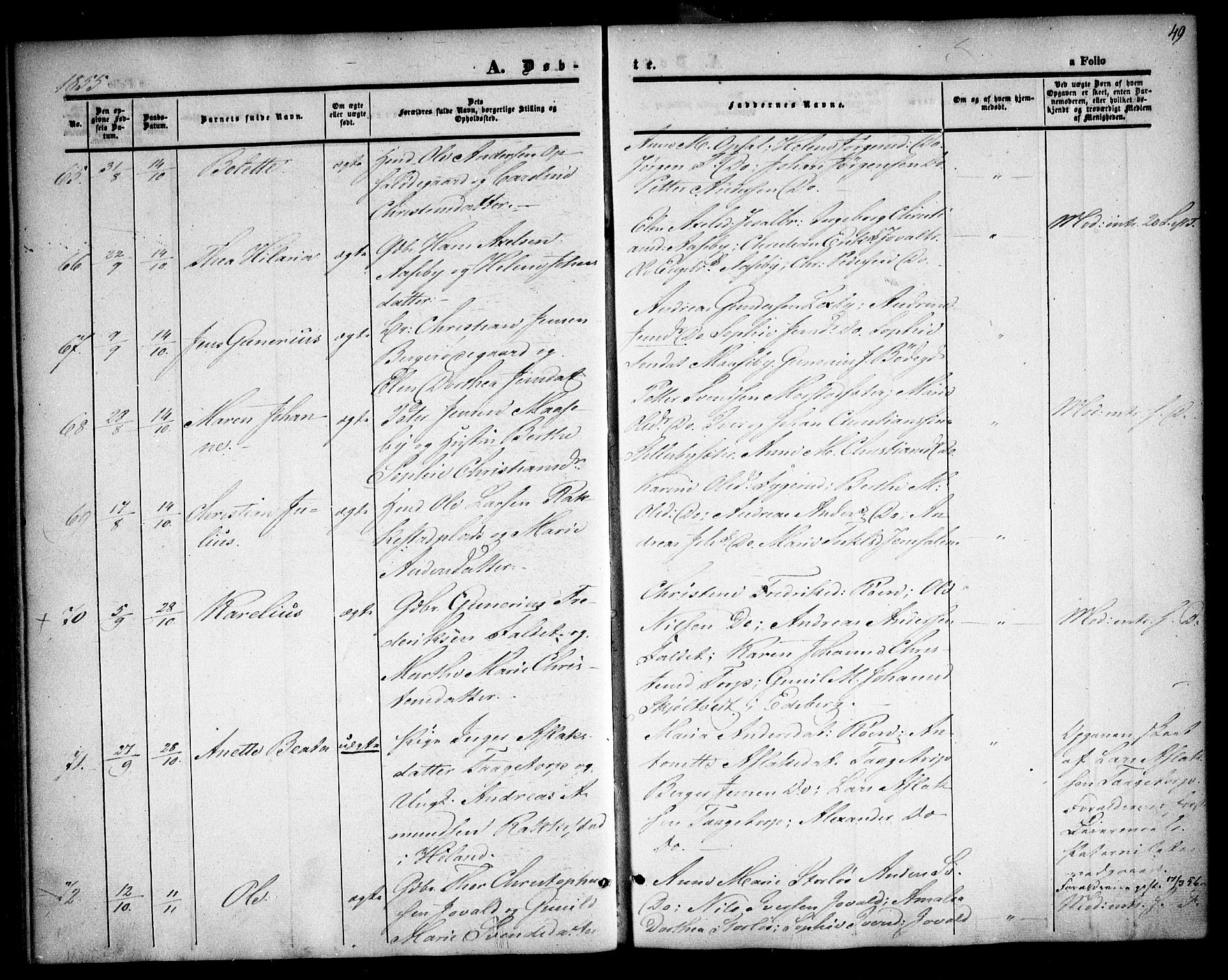 Rødenes prestekontor Kirkebøker, AV/SAO-A-2005/F/Fa/L0006: Parish register (official) no. I 6, 1850-1859, p. 49