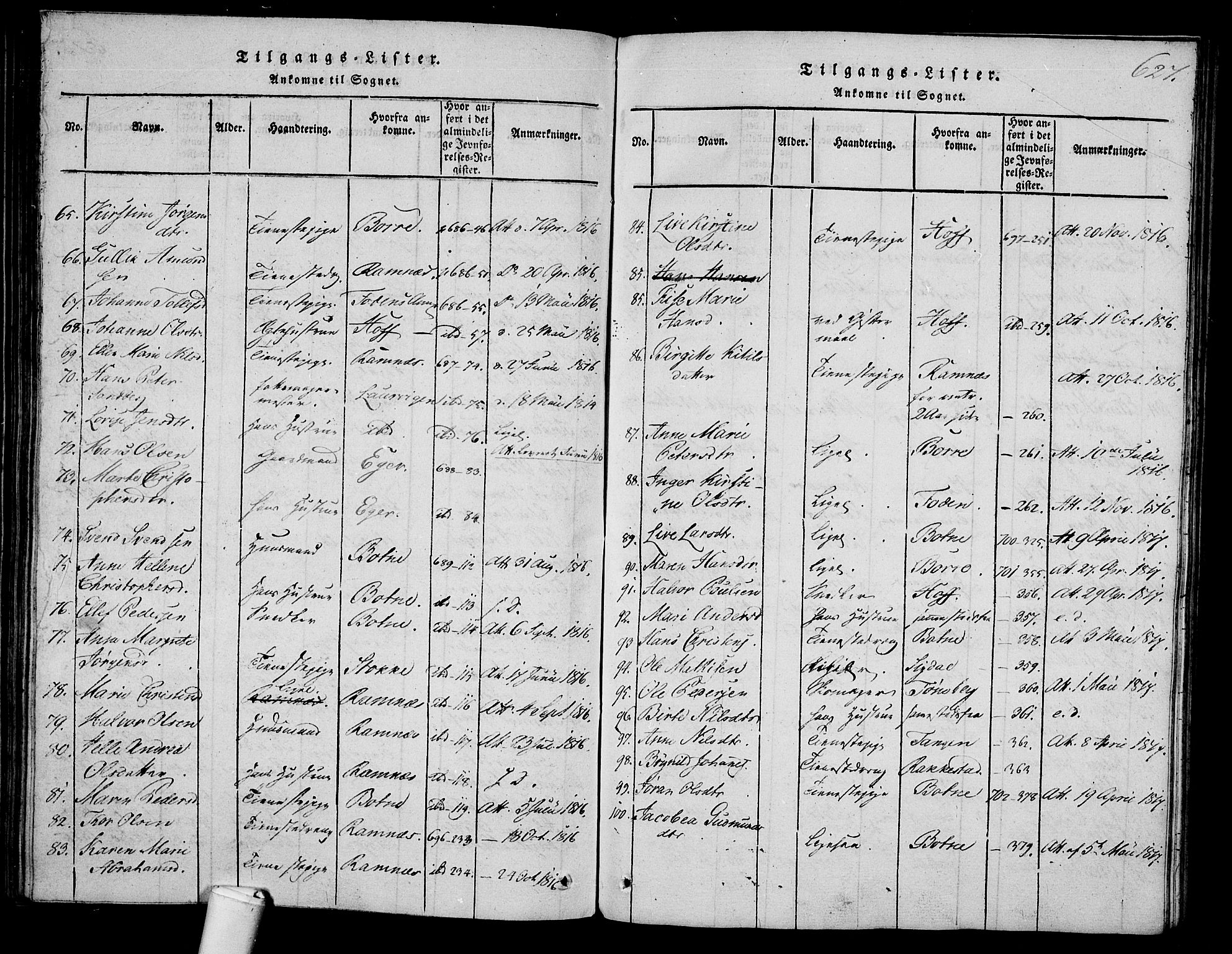 Våle kirkebøker, AV/SAKO-A-334/F/Fa/L0007: Parish register (official) no. I 7, 1814-1824, p. 626-627
