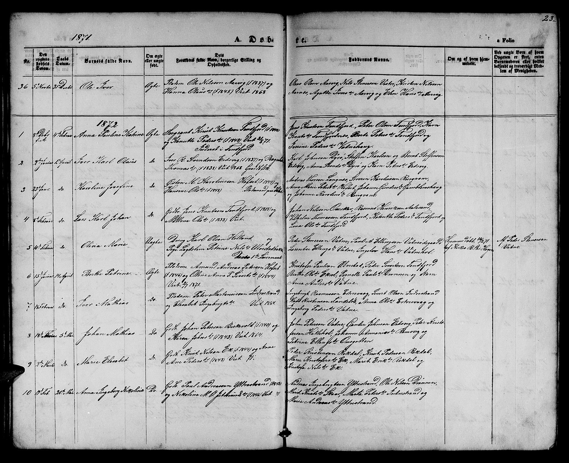 Ministerialprotokoller, klokkerbøker og fødselsregistre - Møre og Romsdal, AV/SAT-A-1454/525/L0375: Parish register (copy) no. 525C01, 1865-1879, p. 23