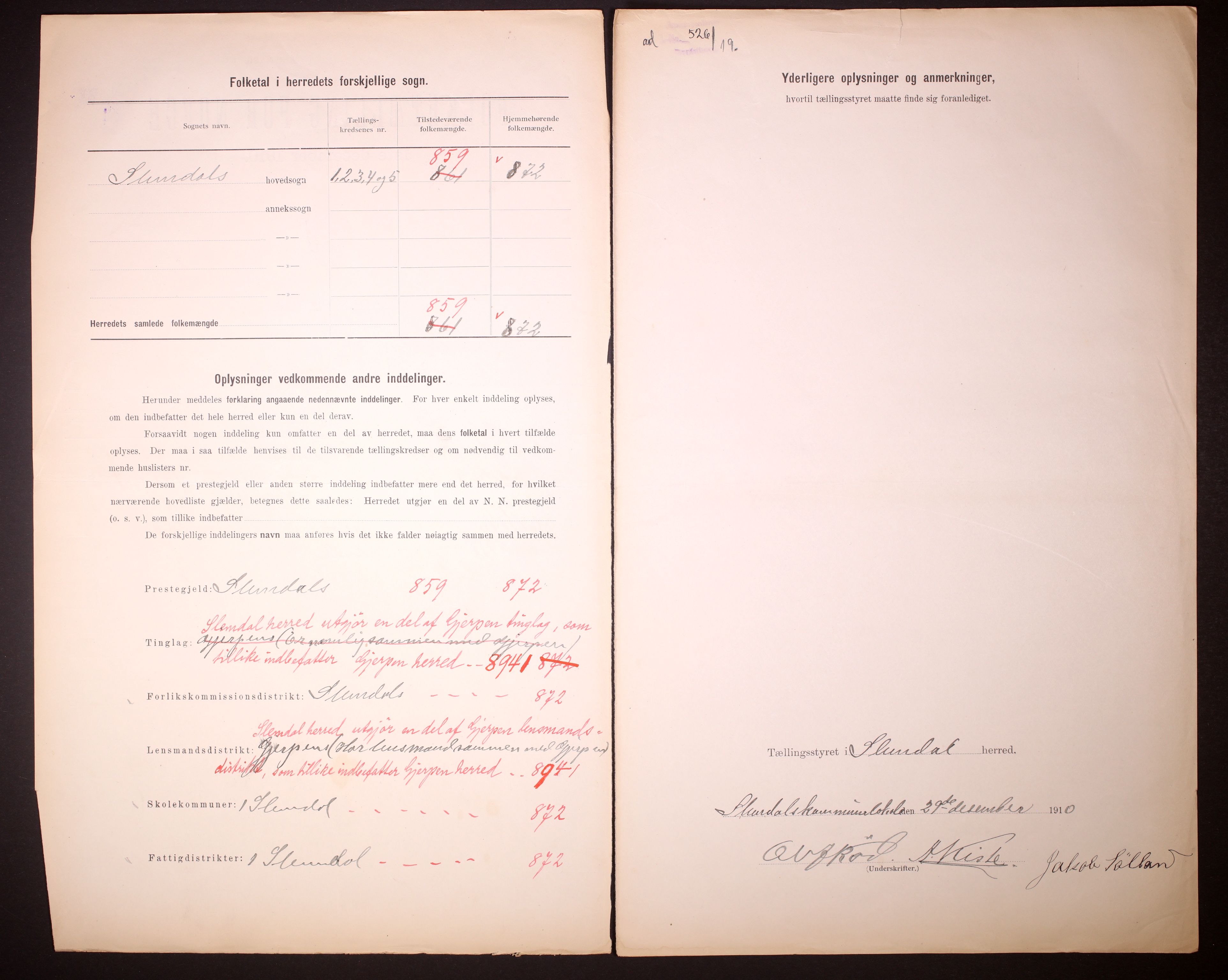 RA, 1910 census for Slemdal, 1910, p. 3