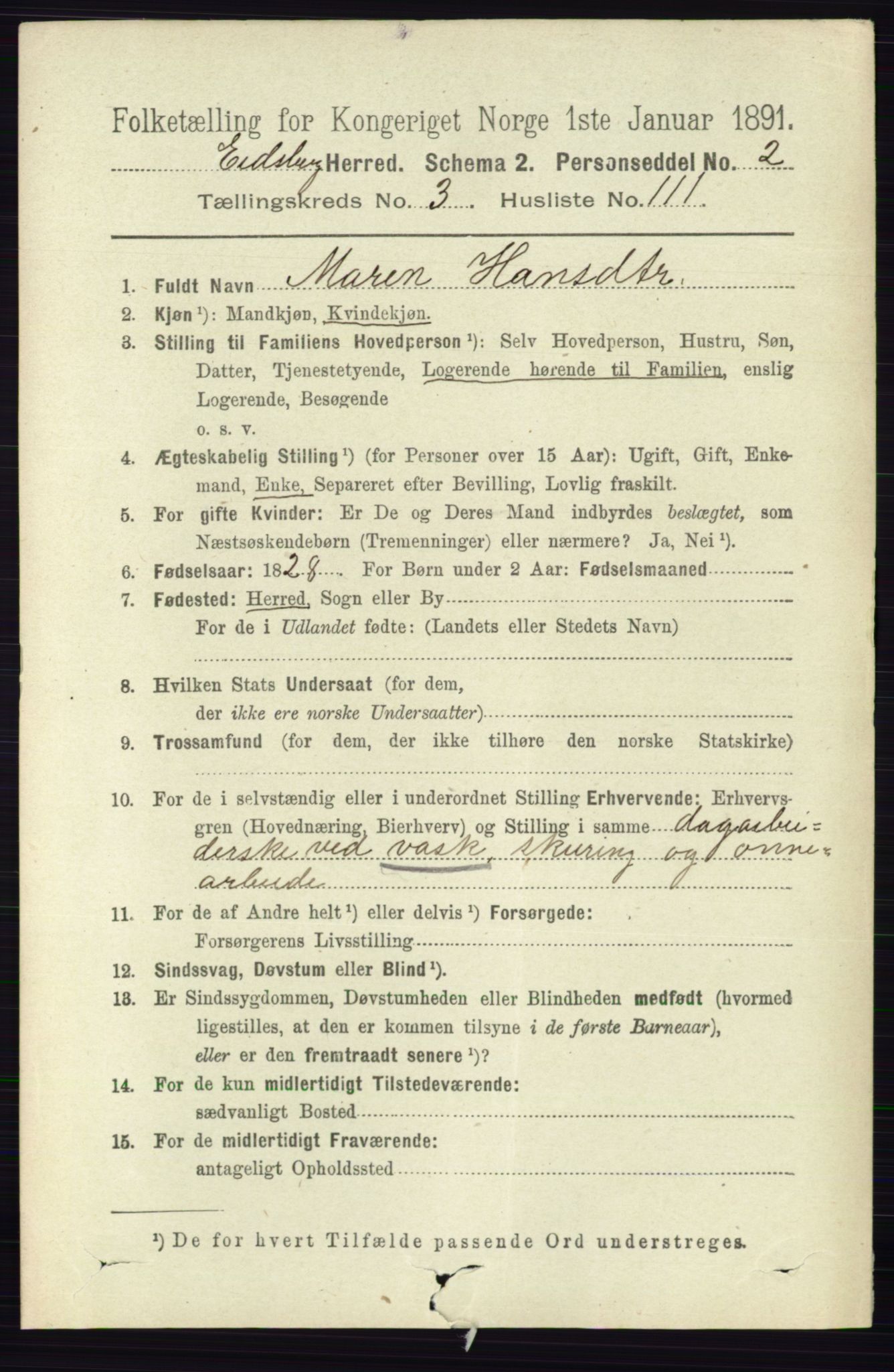 RA, 1891 census for 0125 Eidsberg, 1891, p. 2267