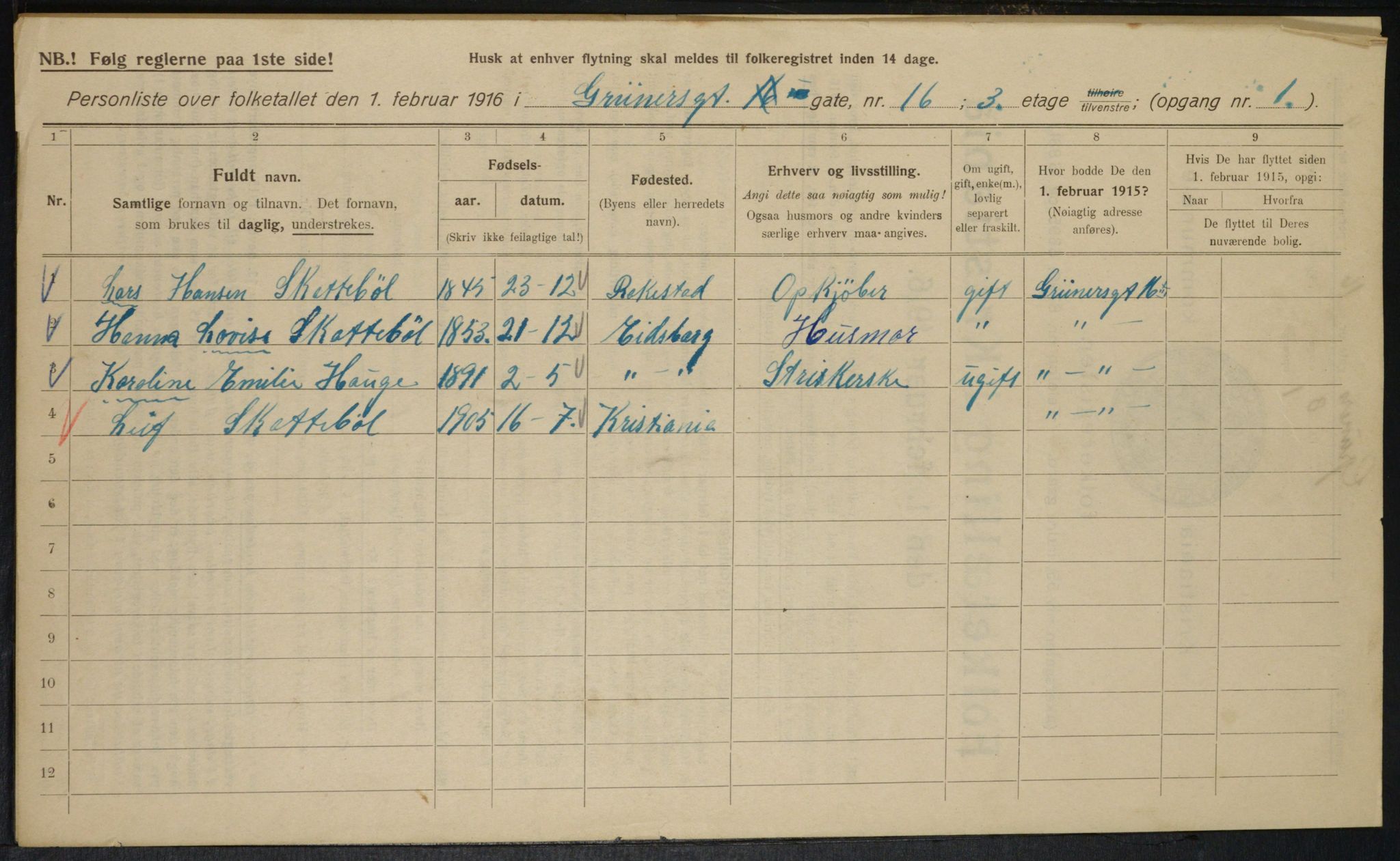 OBA, Municipal Census 1916 for Kristiania, 1916, p. 31673