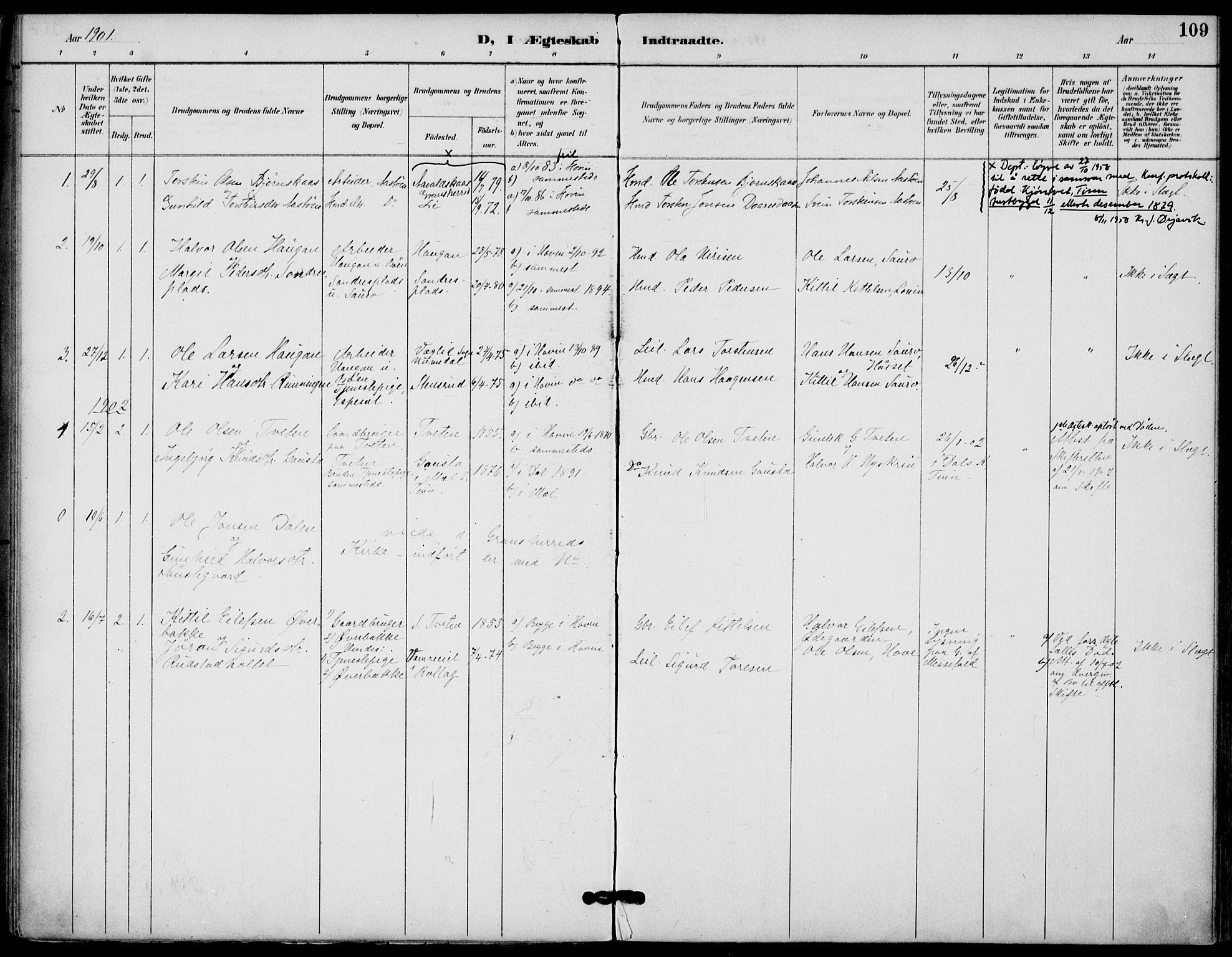 Gransherad kirkebøker, AV/SAKO-A-267/F/Fb/L0005: Parish register (official) no. II 5, 1887-1916, p. 109